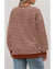 Coffee Striped Long Sleeve Round Neck Loose Top - XL