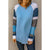 Azura Exchange Blue Color Block Long Sleeves Pullover Top - L