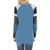 Azura Exchange Blue Color Block Long Sleeves Pullover Top - L