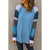 Azura Exchange Blue Color Block Long Sleeves Pullover Top - L