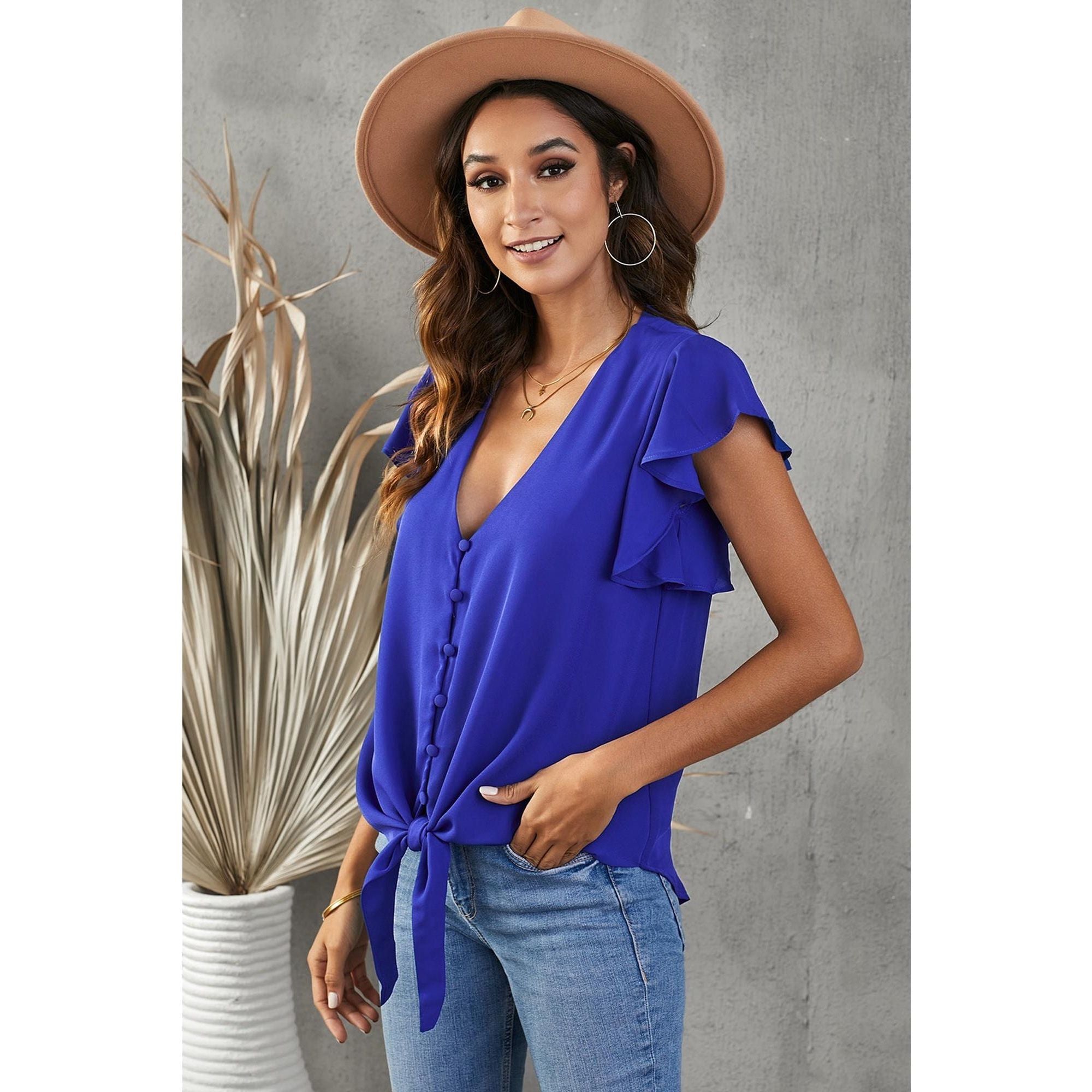 Azura Exchange Button Tie Top - 2XL