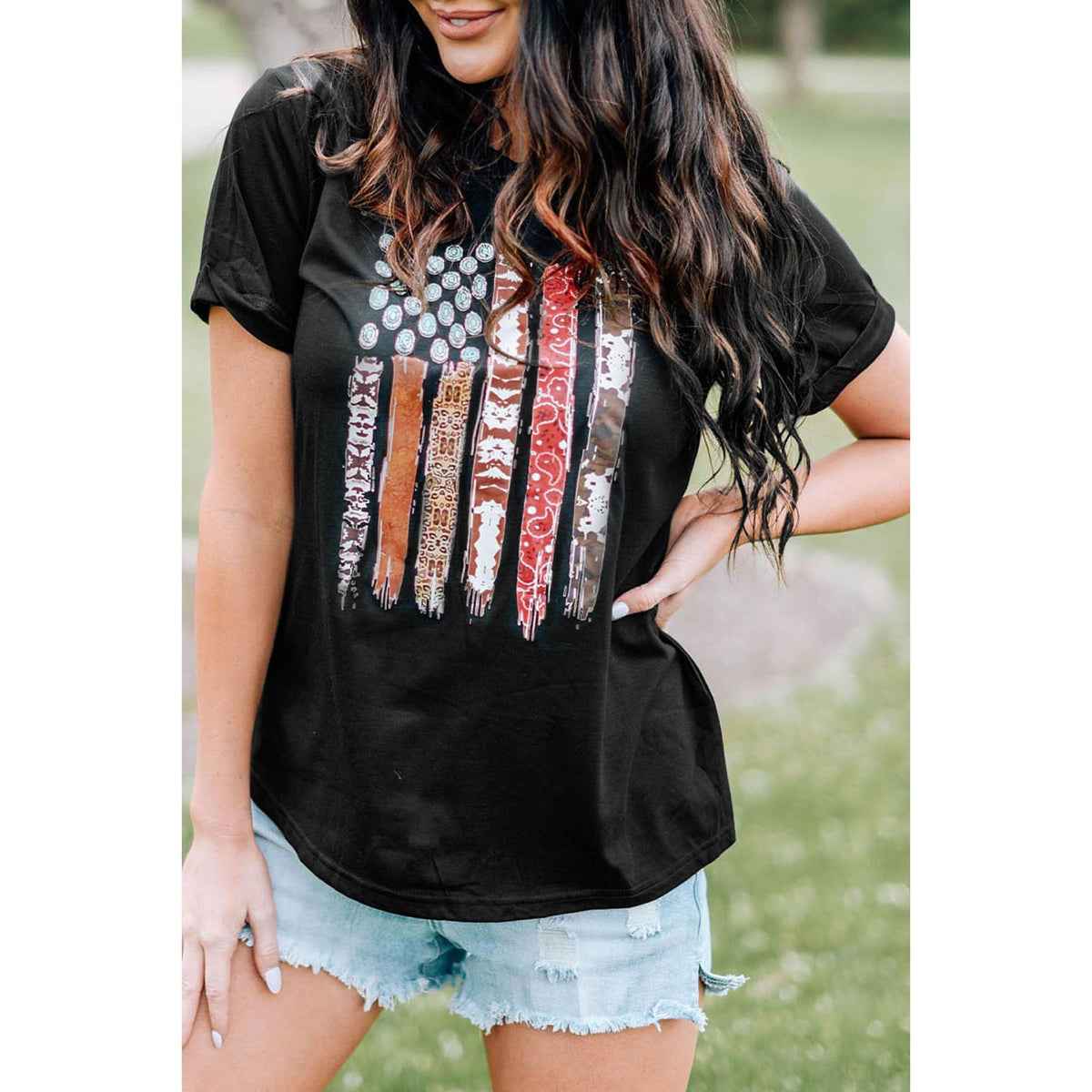 Azura Exchange American Flag Print Short Sleeve Graphic Tee - 2XL