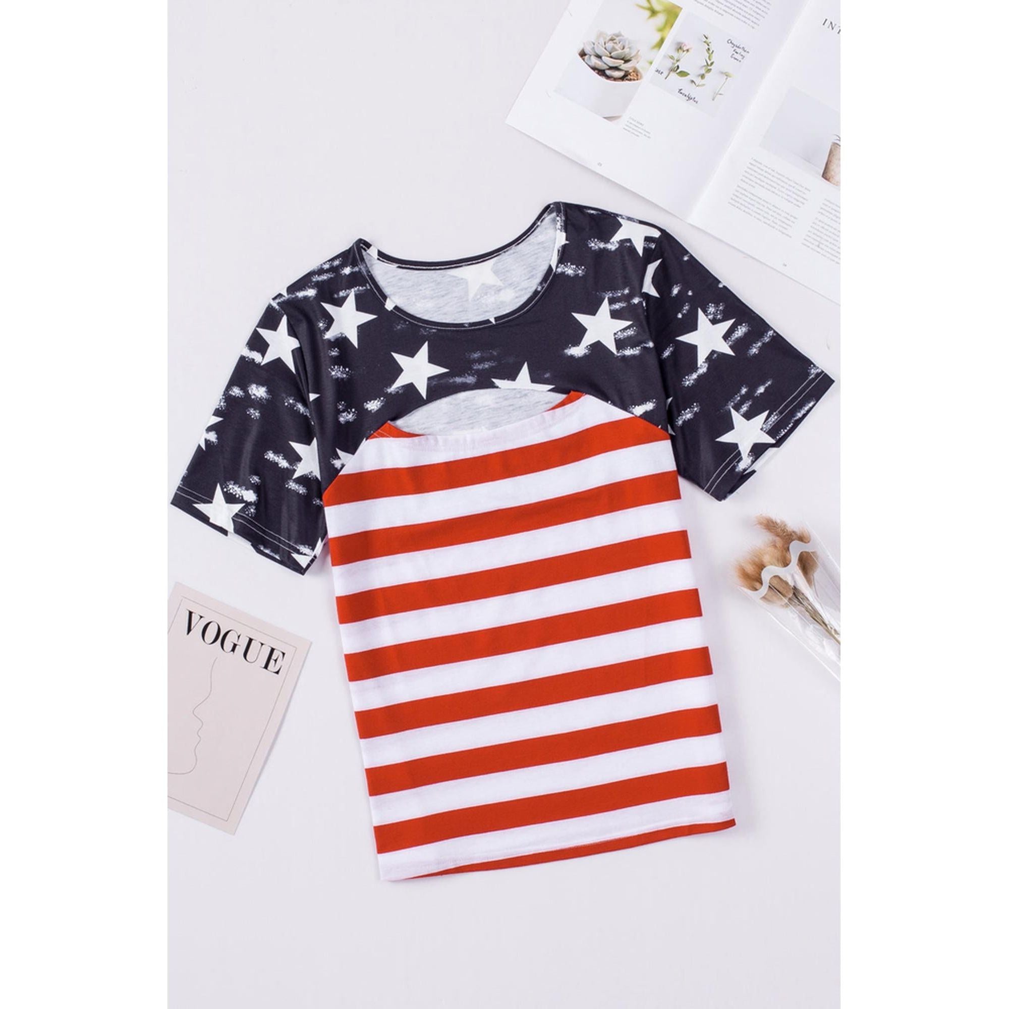 Azura Exchange American Flag Cutout T-Shirt - S