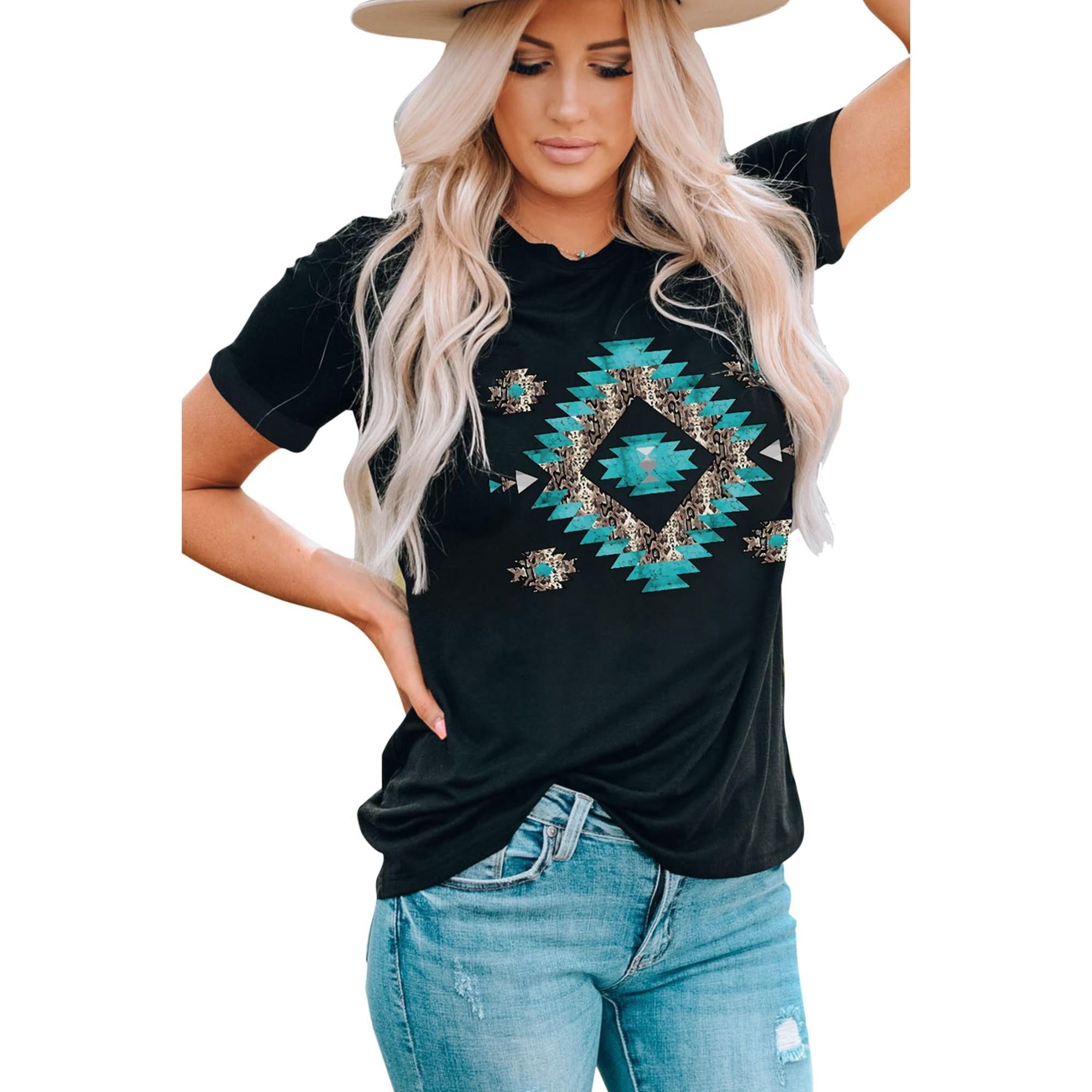 Azura Exchange Aztec Printed Crewneck Graphic Tee - L