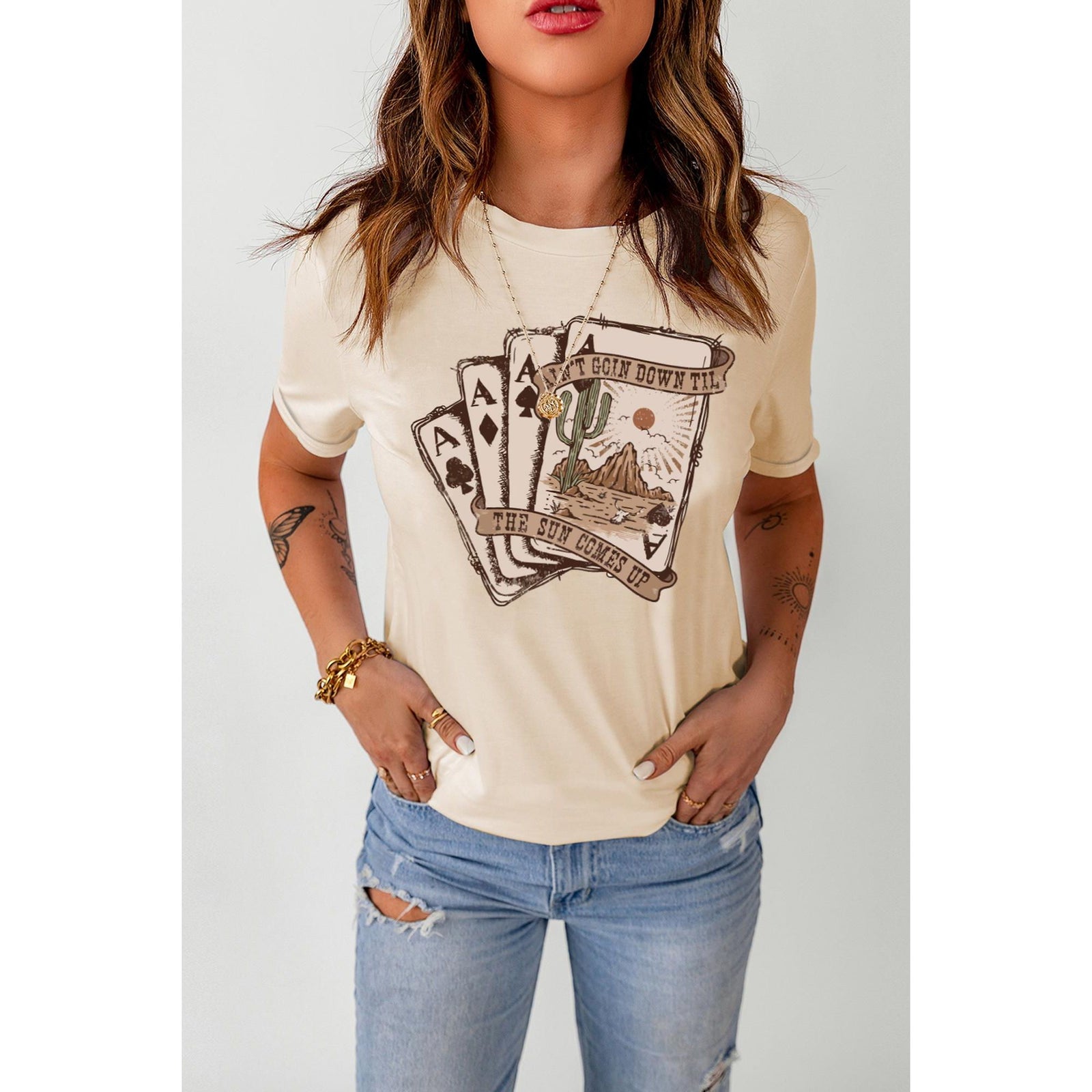 Azura Exchange Western Poker Cards Graphic Print T-Shirt - L