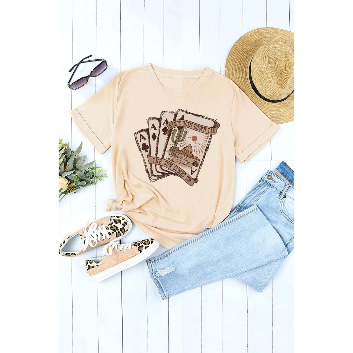 Azura Exchange Western Poker Cards Graphic Print T-Shirt - L