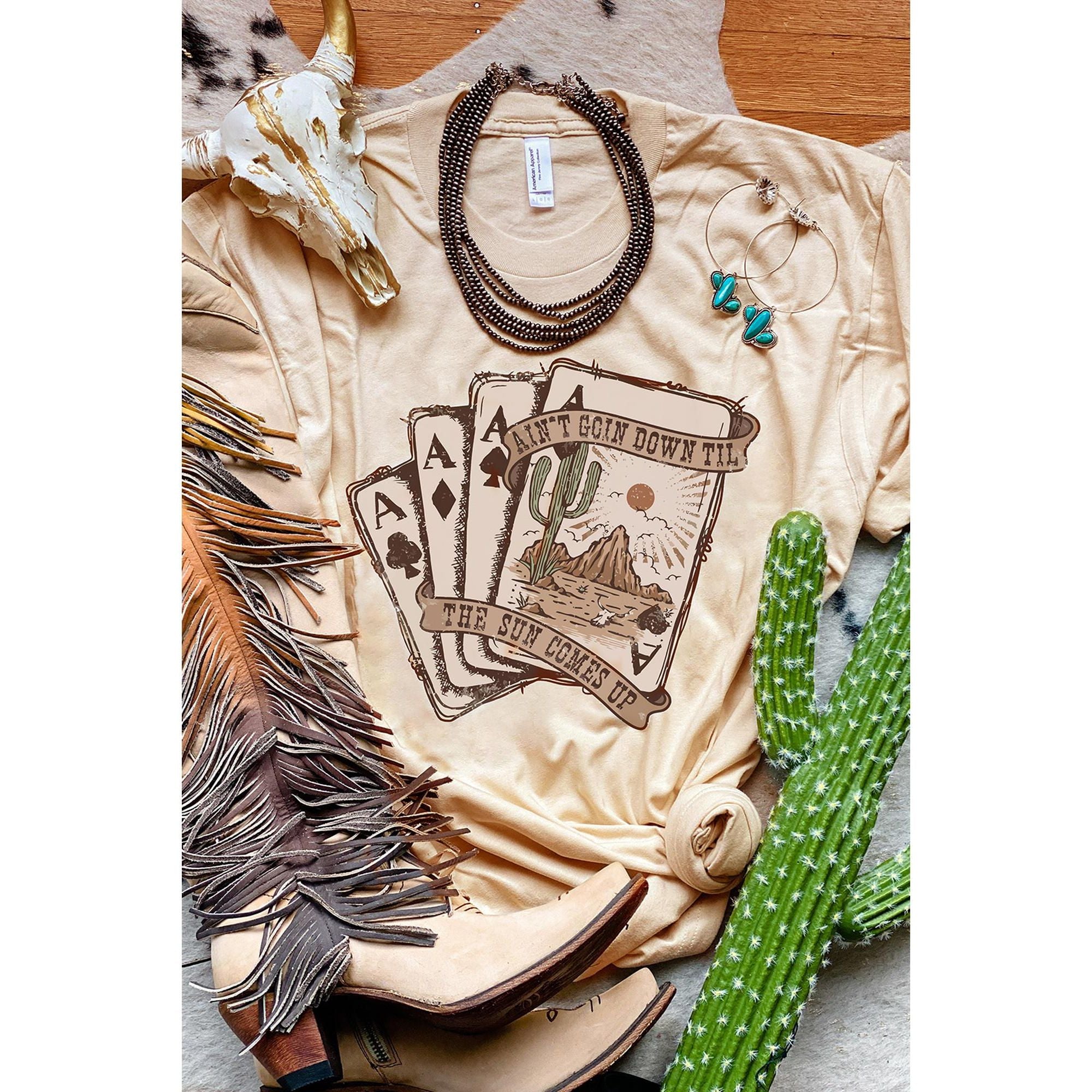 Azura Exchange Western Poker Cards Graphic Print T-Shirt - M