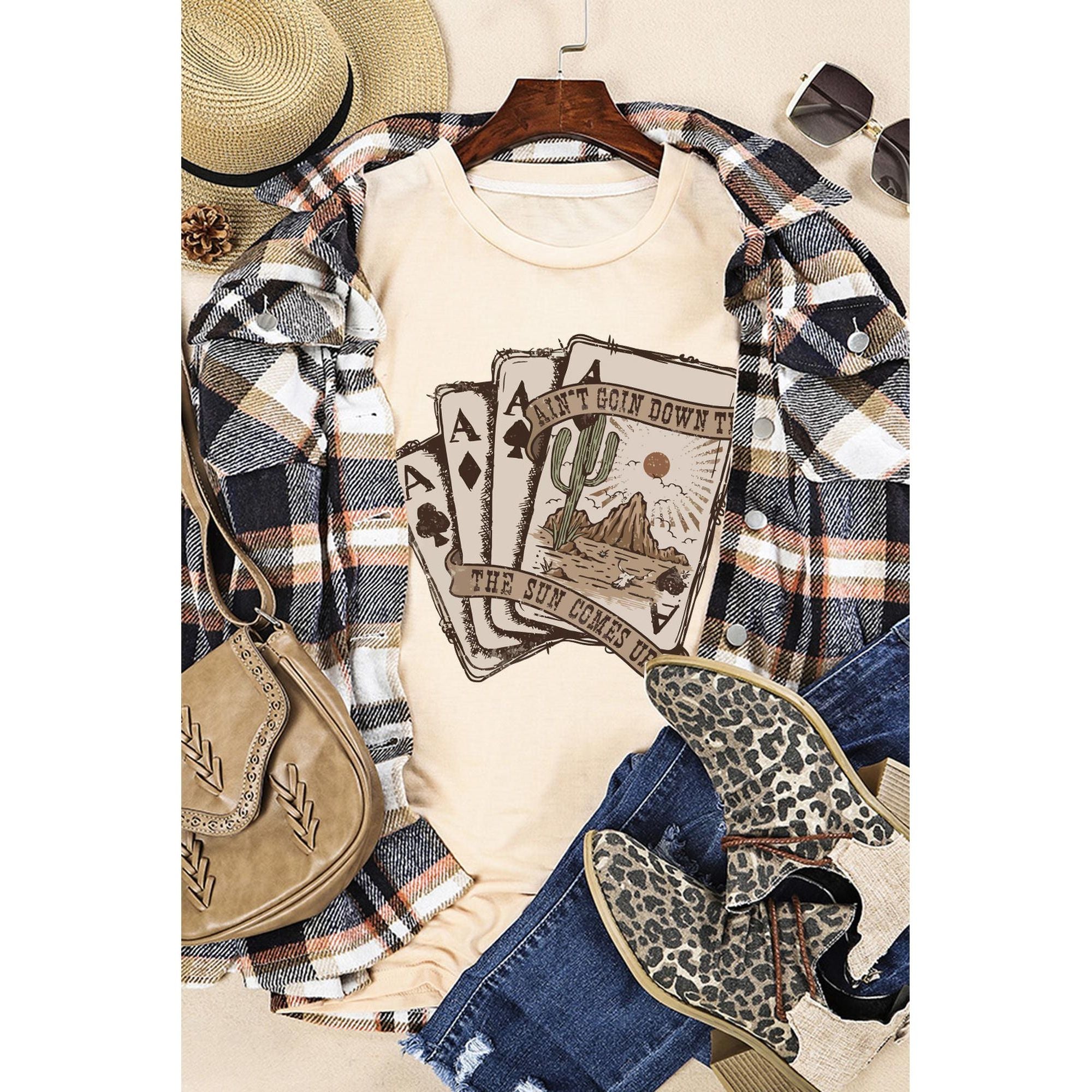 Azura Exchange Western Poker Cards Graphic Print T-Shirt - M