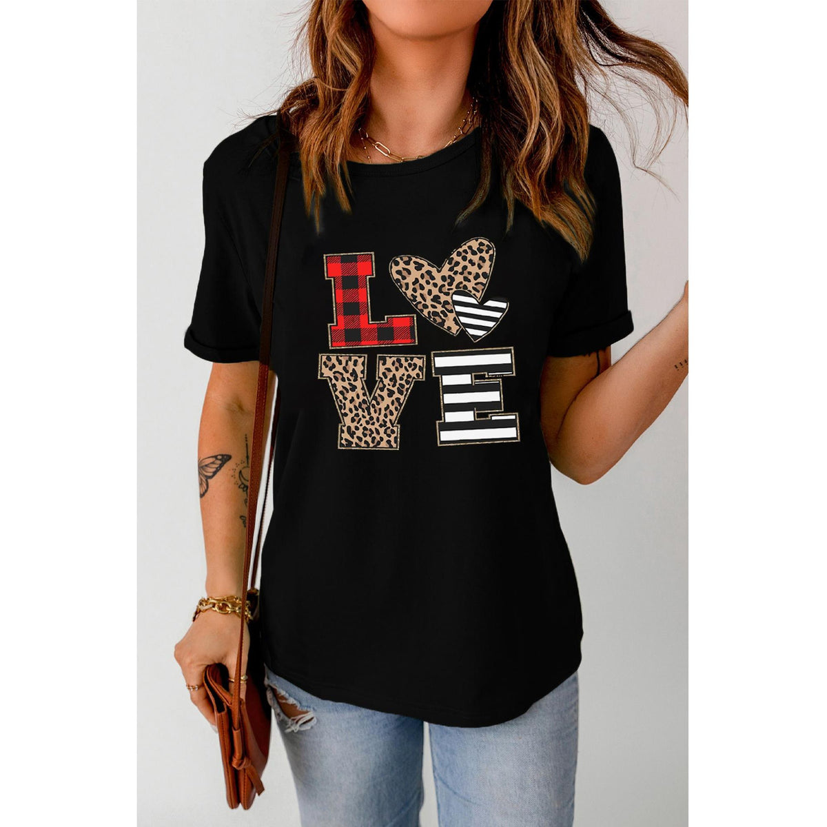 Azura Exchange Heart Print Graphic T-Shirt - XL