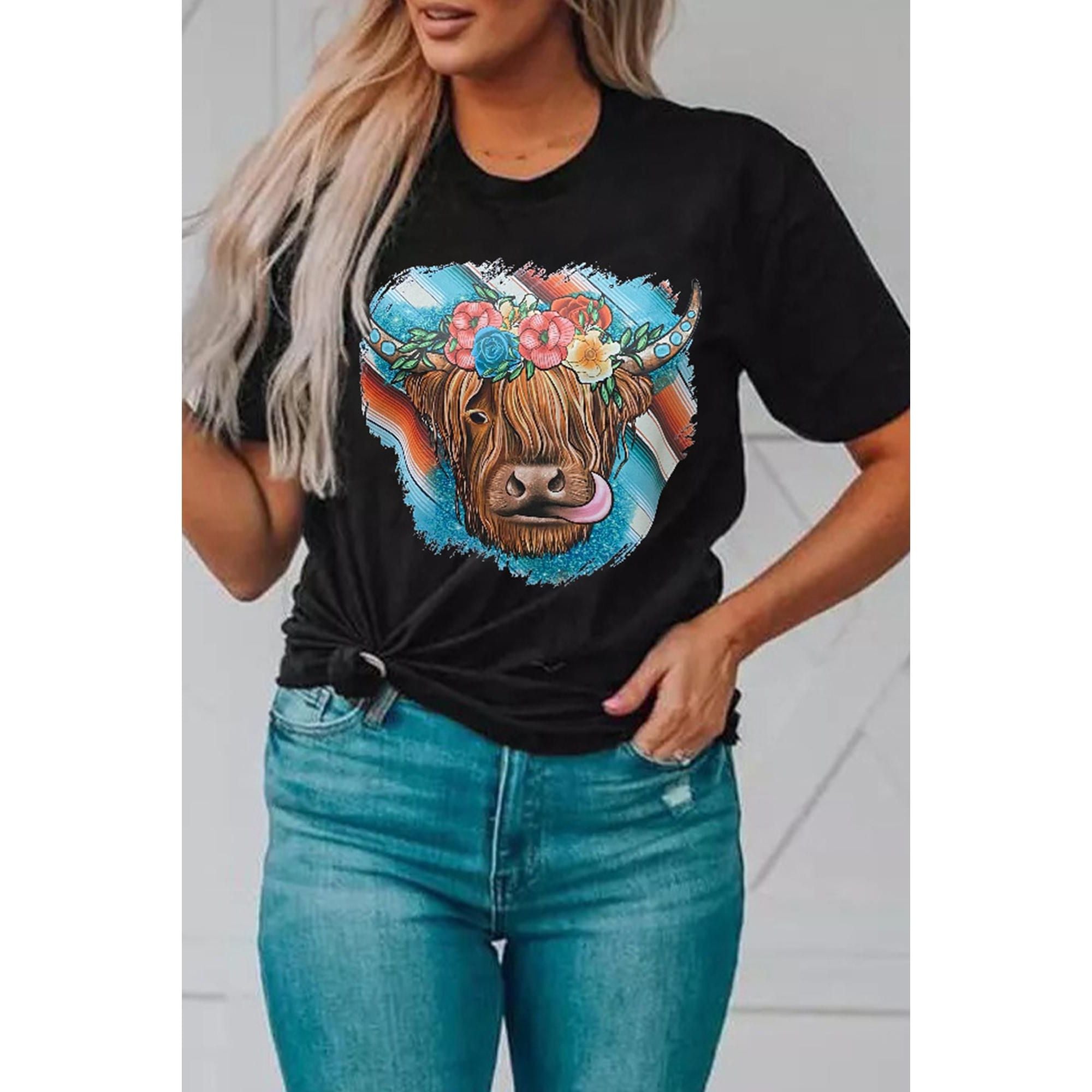 Azura Exchange Animal Head Graphic Western T-shirt - 2XL