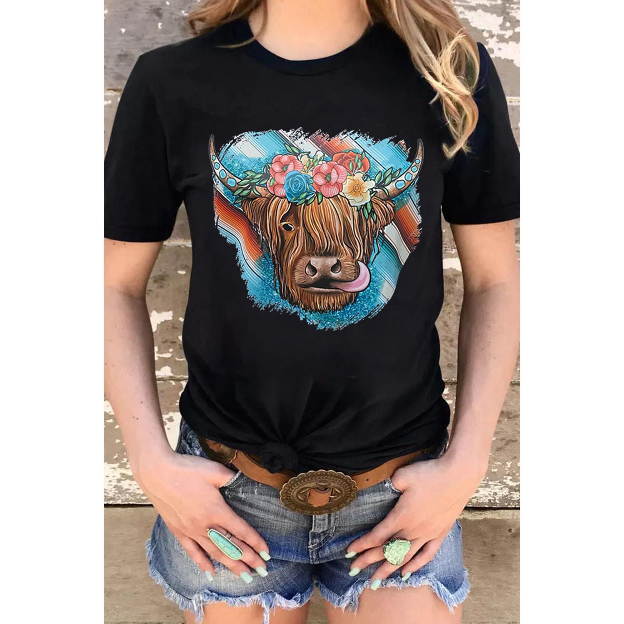 Azura Exchange Animal Head Graphic Western T-shirt - L