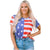 Azura Exchange American Flag Print Distressed Crew Neck T-Shirt - L