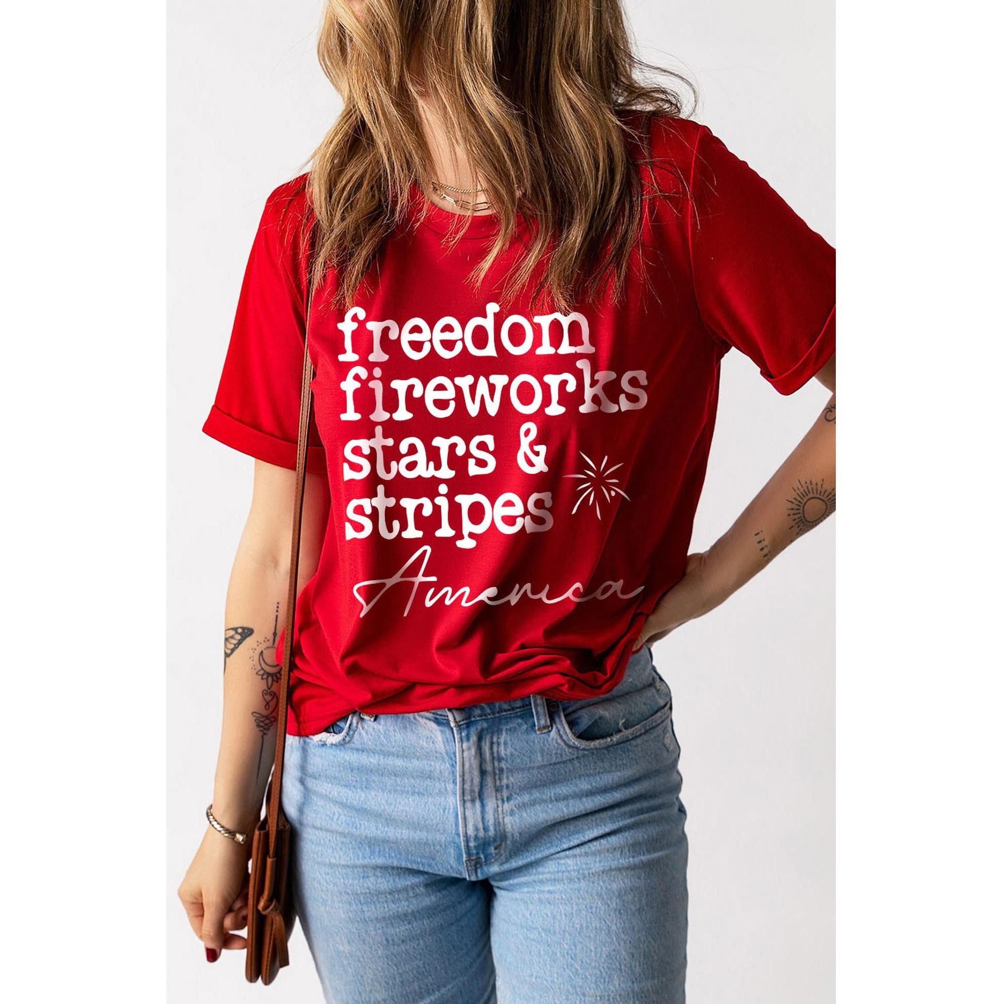 Azura Exchange American Freedom Day Slogan Print T-Shirt - S