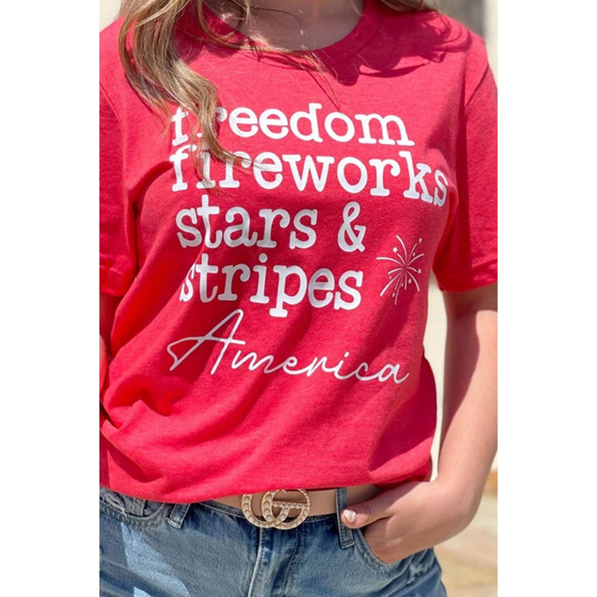 Azura Exchange American Freedom Day Slogan Print T-Shirt - S