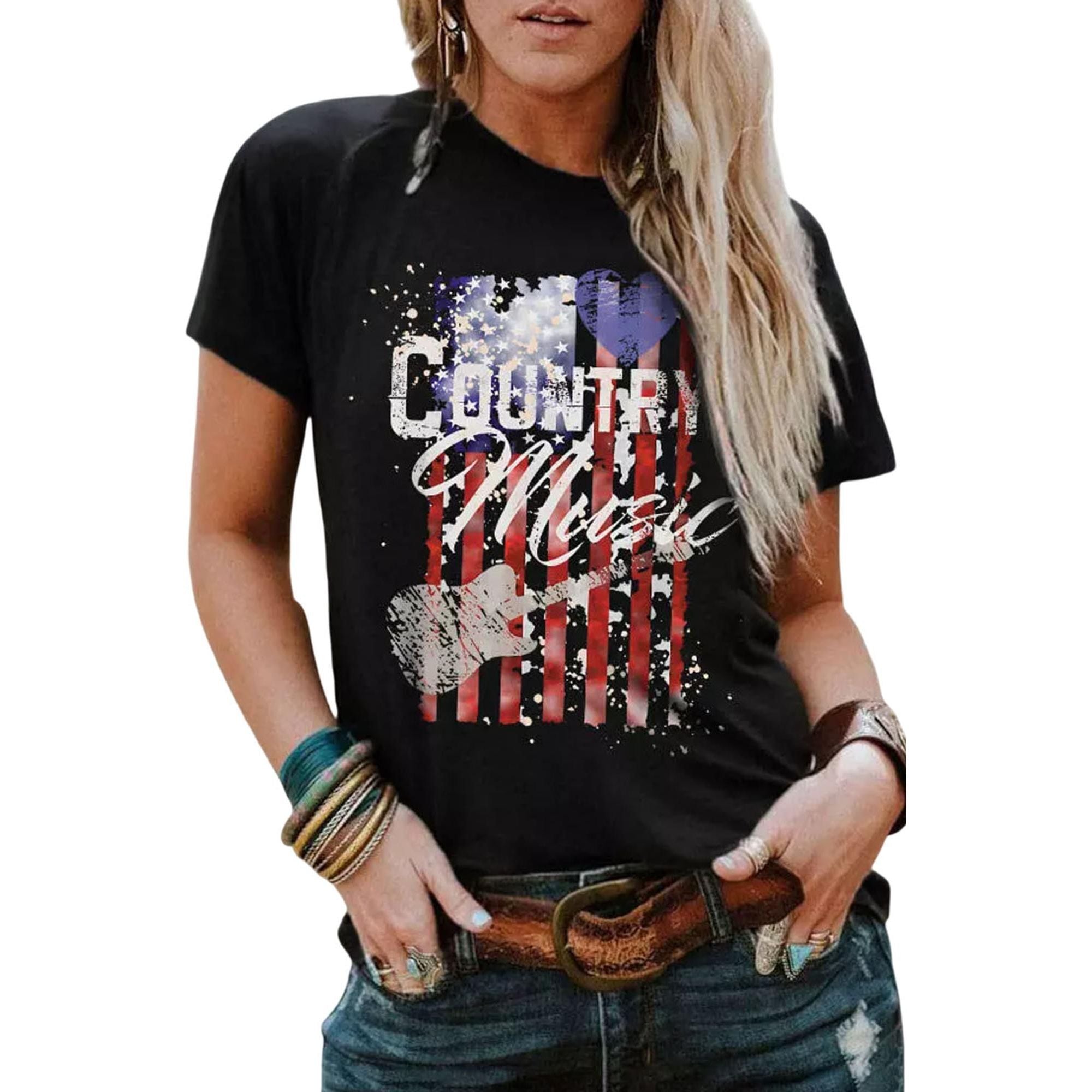 Azura Exchange American Flag Print Short Sleeve T-Shirt - M