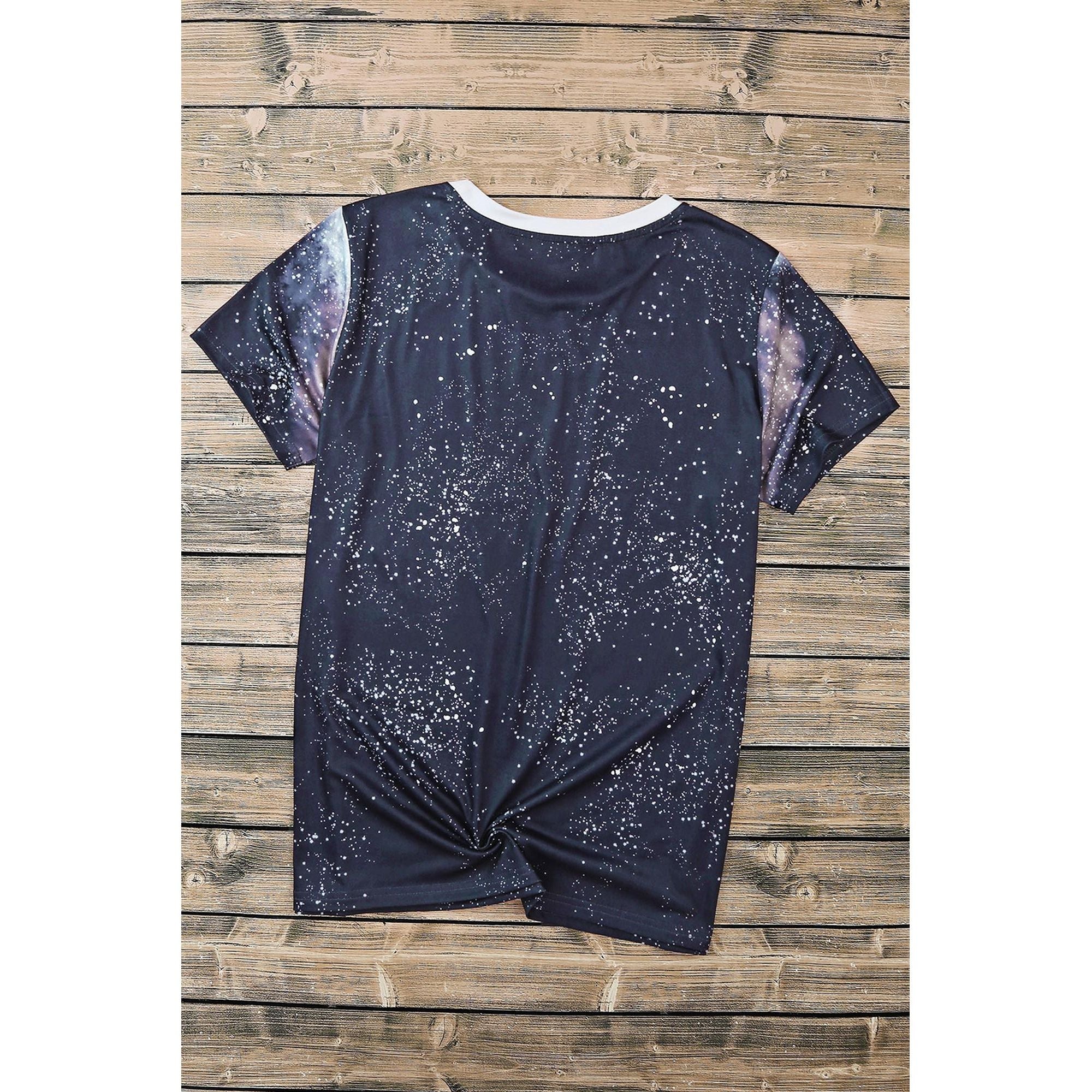 Azura Exchange Bleached Print Short Sleeve Crewneck Top - L