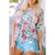 Azura Exchange Bohemian Flower Print Flowy Short Sleeve Top - M