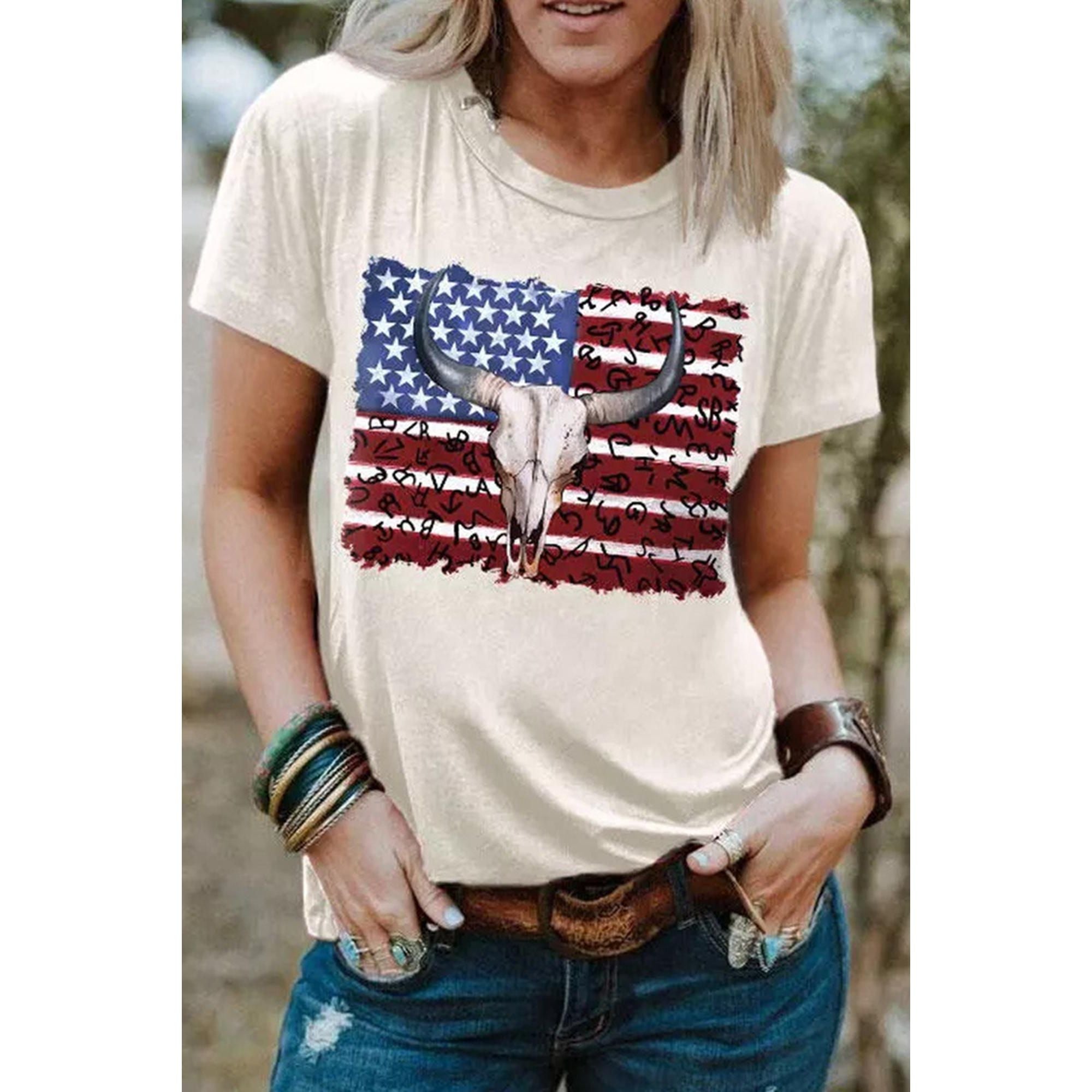 Azura Exchange American Flag Graphic Tee - M