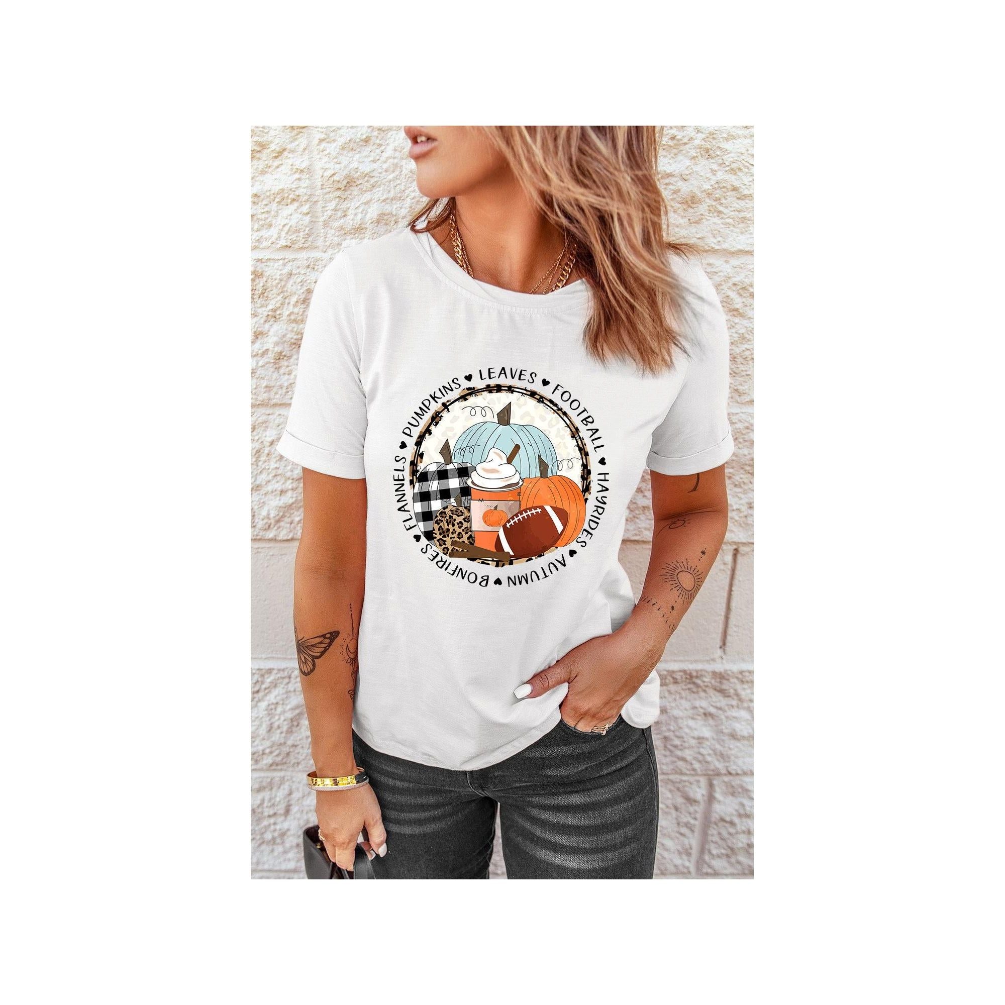 Azura Exchange Autumn Vibes Pumpkin Graphic T-shirt - L