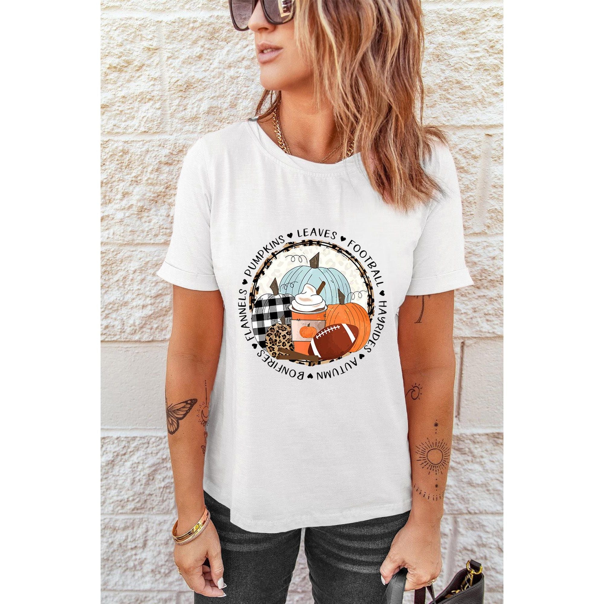 Azura Exchange Autumn Vibes Pumpkin Graphic T-shirt - L