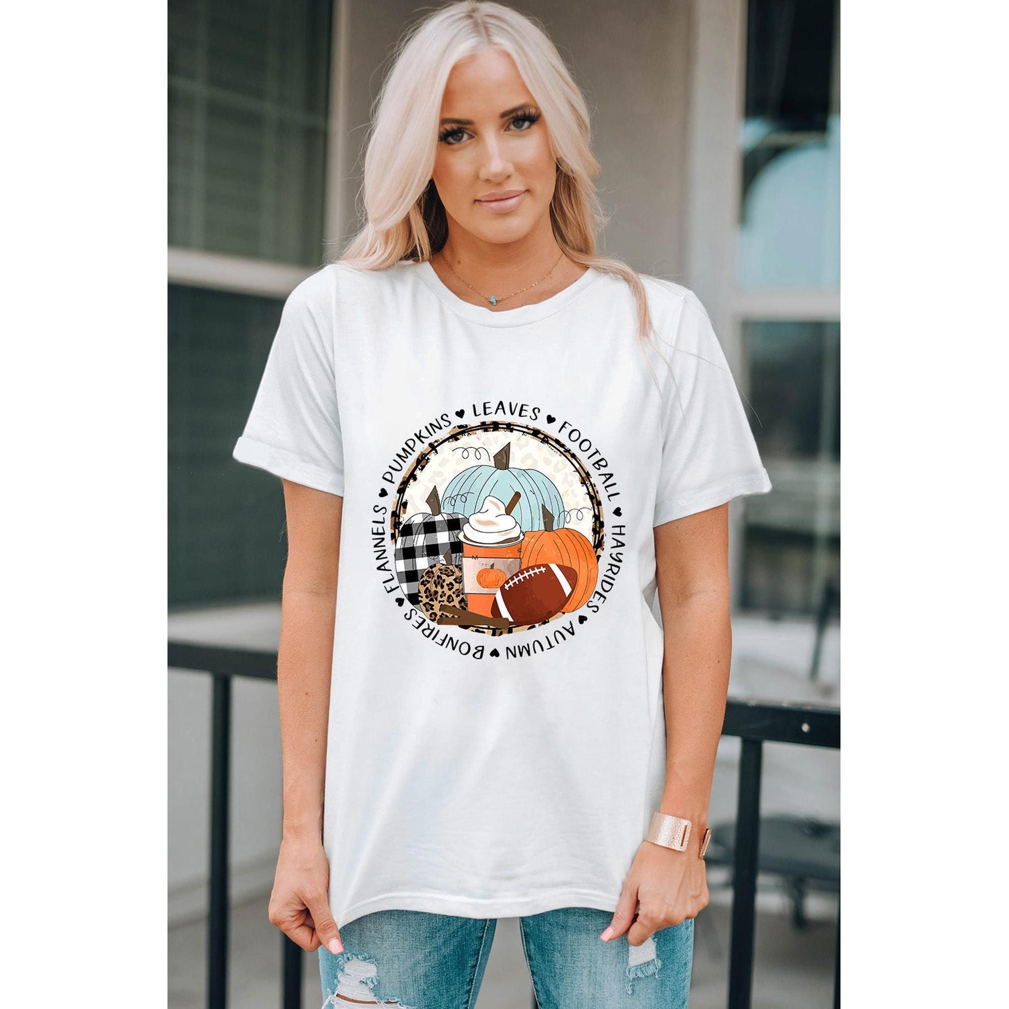 Azura Exchange Autumn Vibes Pumpkin Graphic T-shirt - S