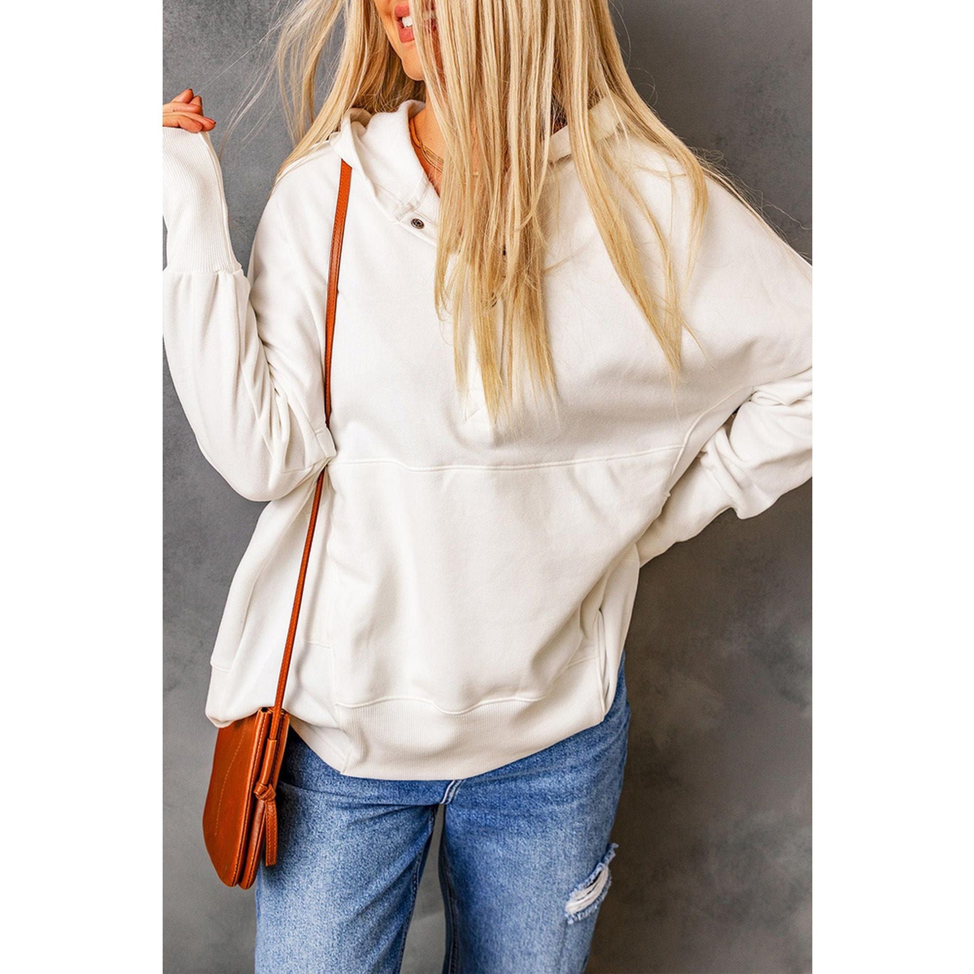 Azura Exchange Batwing Sleeve Henley Hoodie with Pockets - 2XL