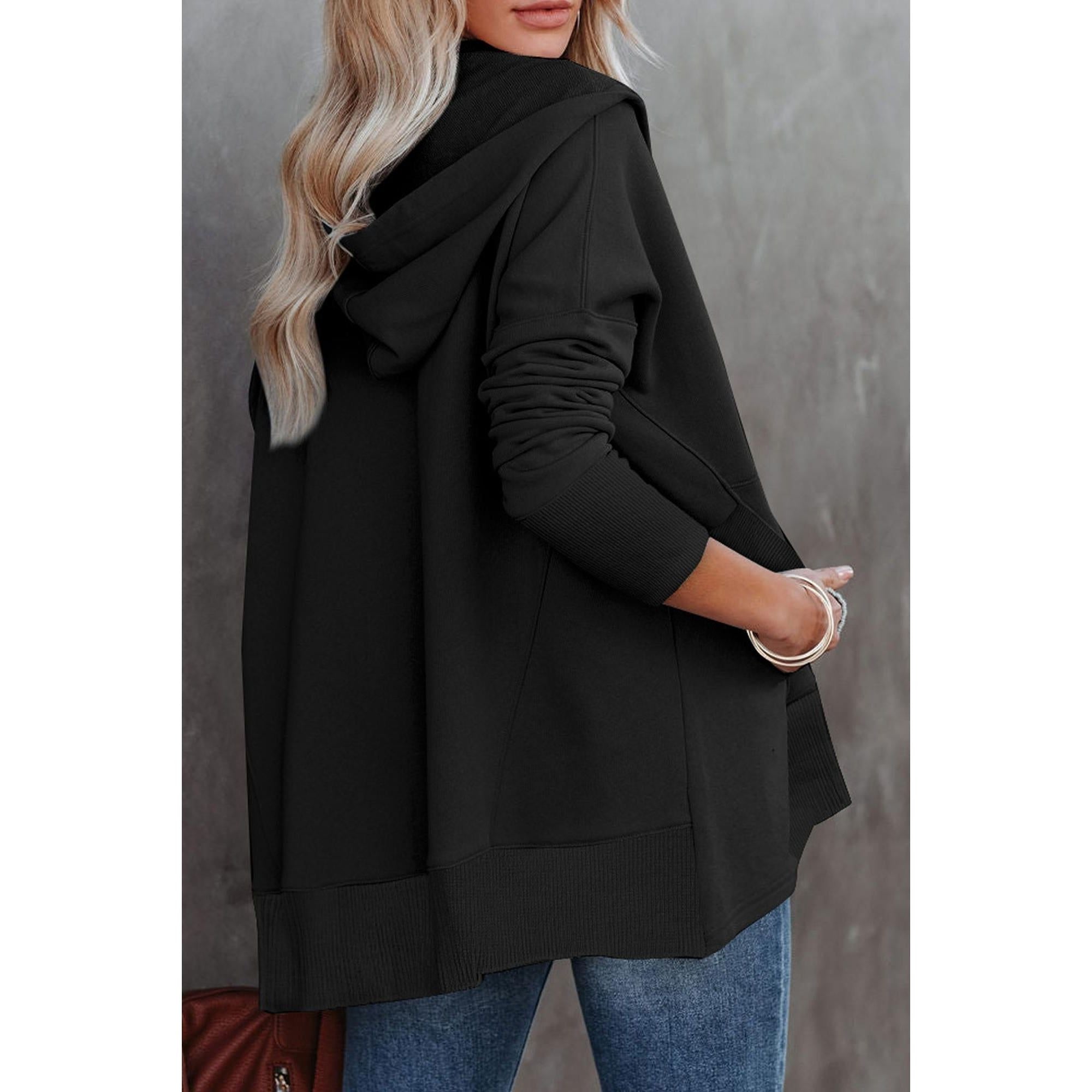 Azura Exchange Batwing Sleeve Hoodie with Pocketed Henley - 2XL