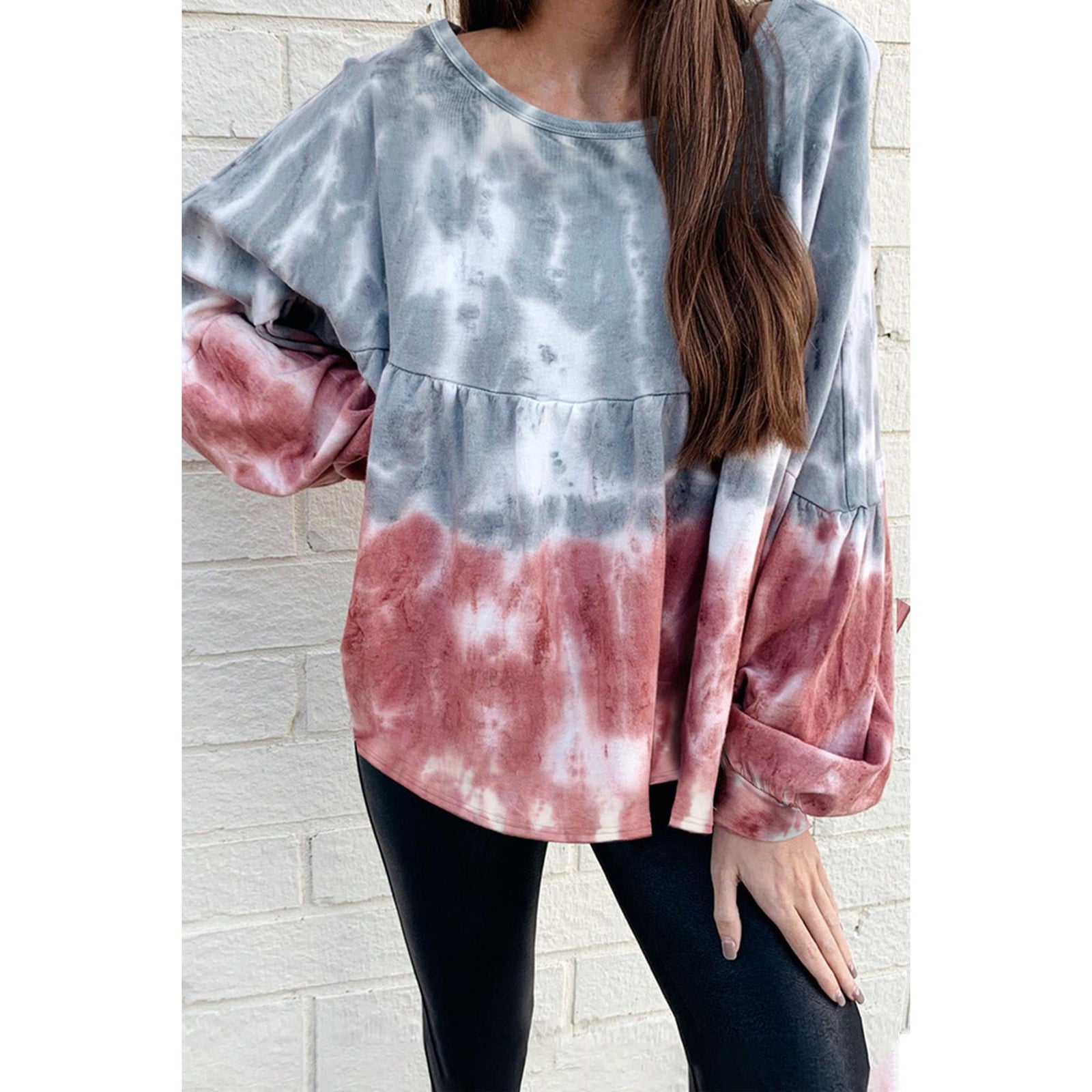 Azura Exchange Bishop Sleeve Tie Dye Sweatshirt - L