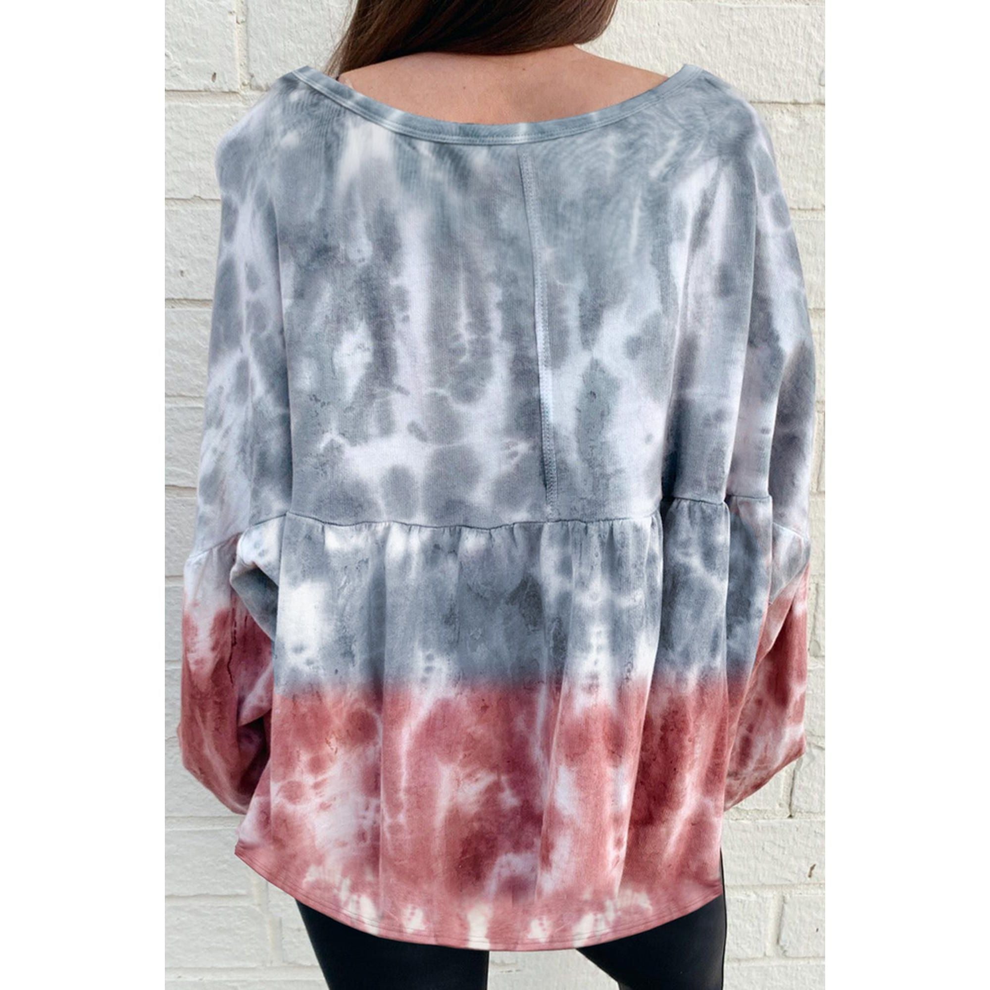 Azura Exchange Bishop Sleeve Tie Dye Sweatshirt - L