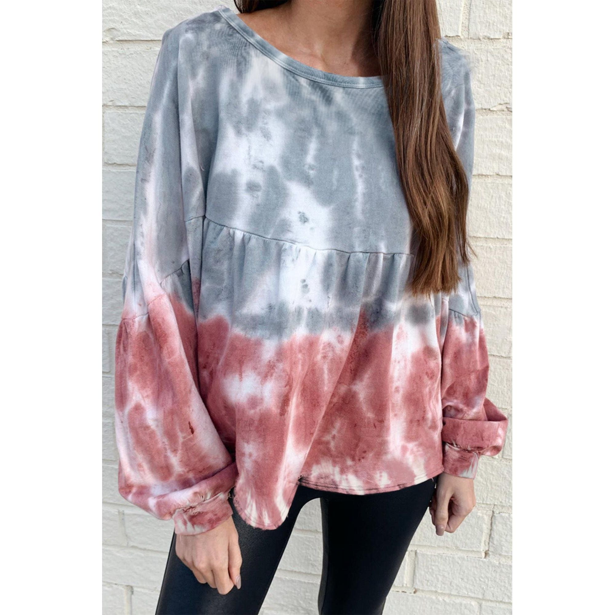 Azura Exchange Bishop Sleeve Tie Dye Sweatshirt - L