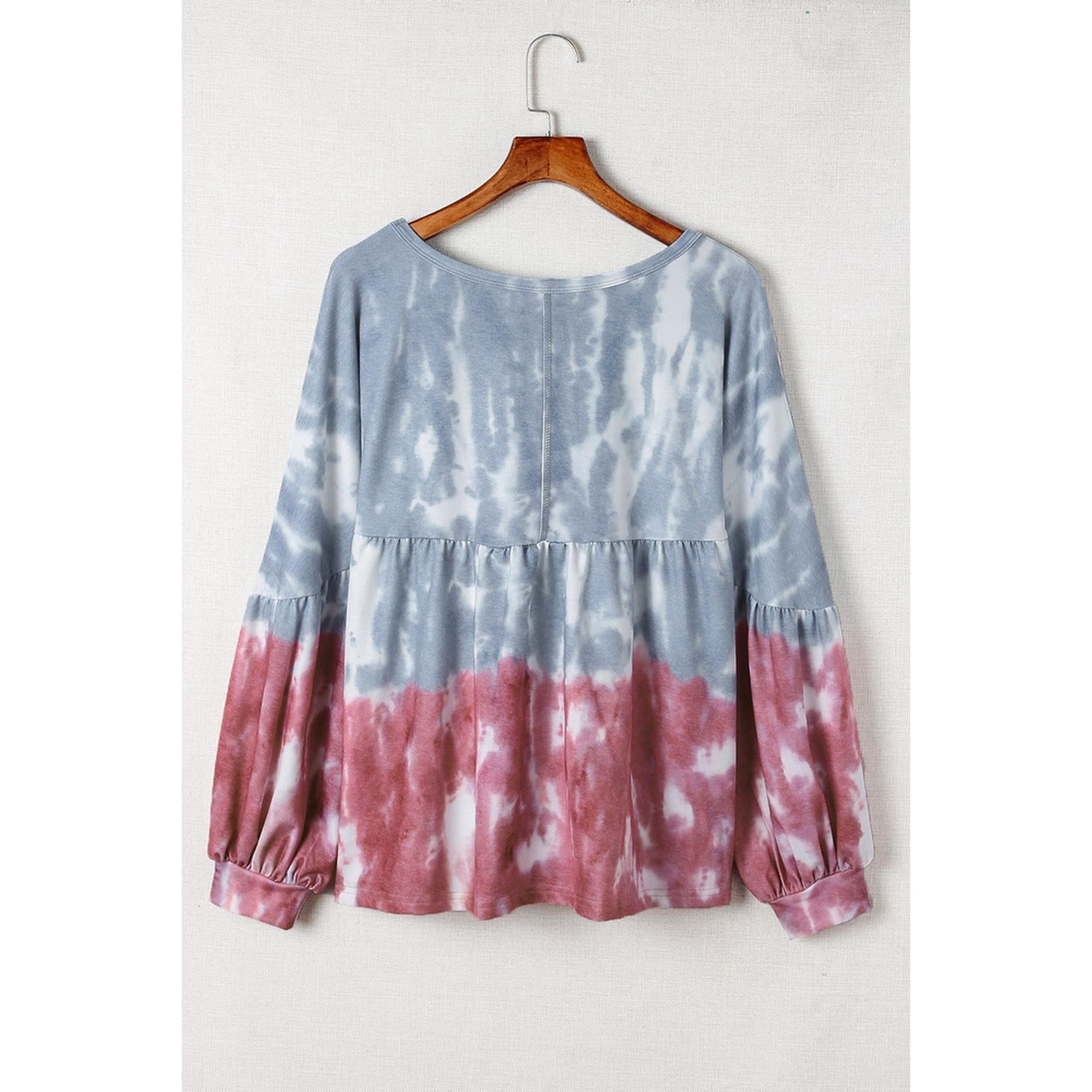 Azura Exchange Bishop Sleeve Tie Dye Sweatshirt - L