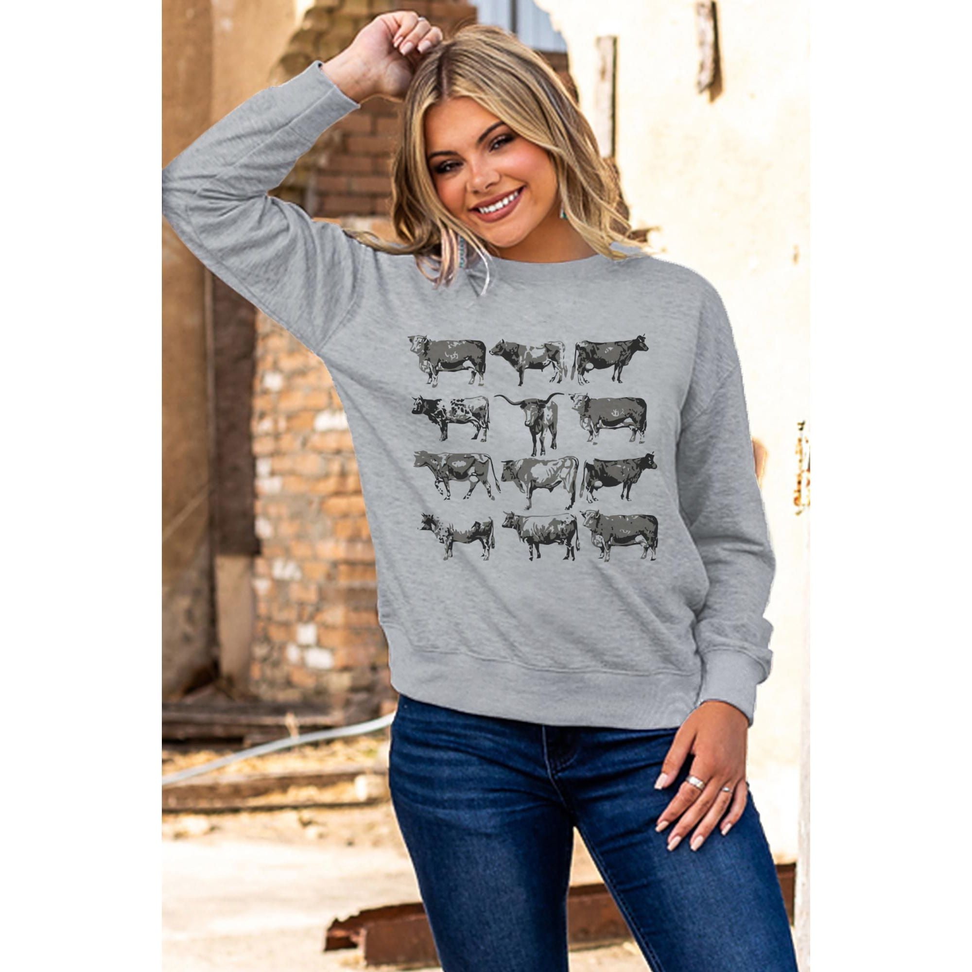 Azura Exchange Bull Graphic Print Long Sleeve Sweatshirt - 2XL