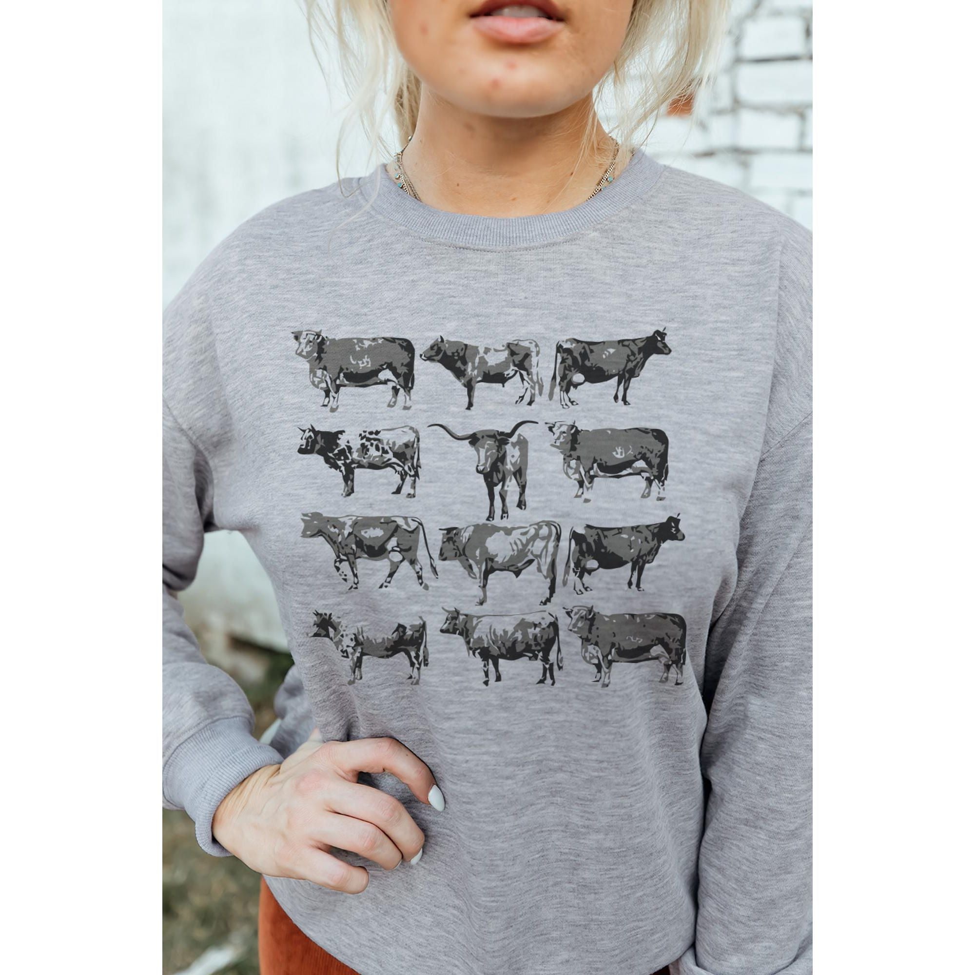 Azura Exchange Bull Graphic Print Long Sleeve Sweatshirt - L