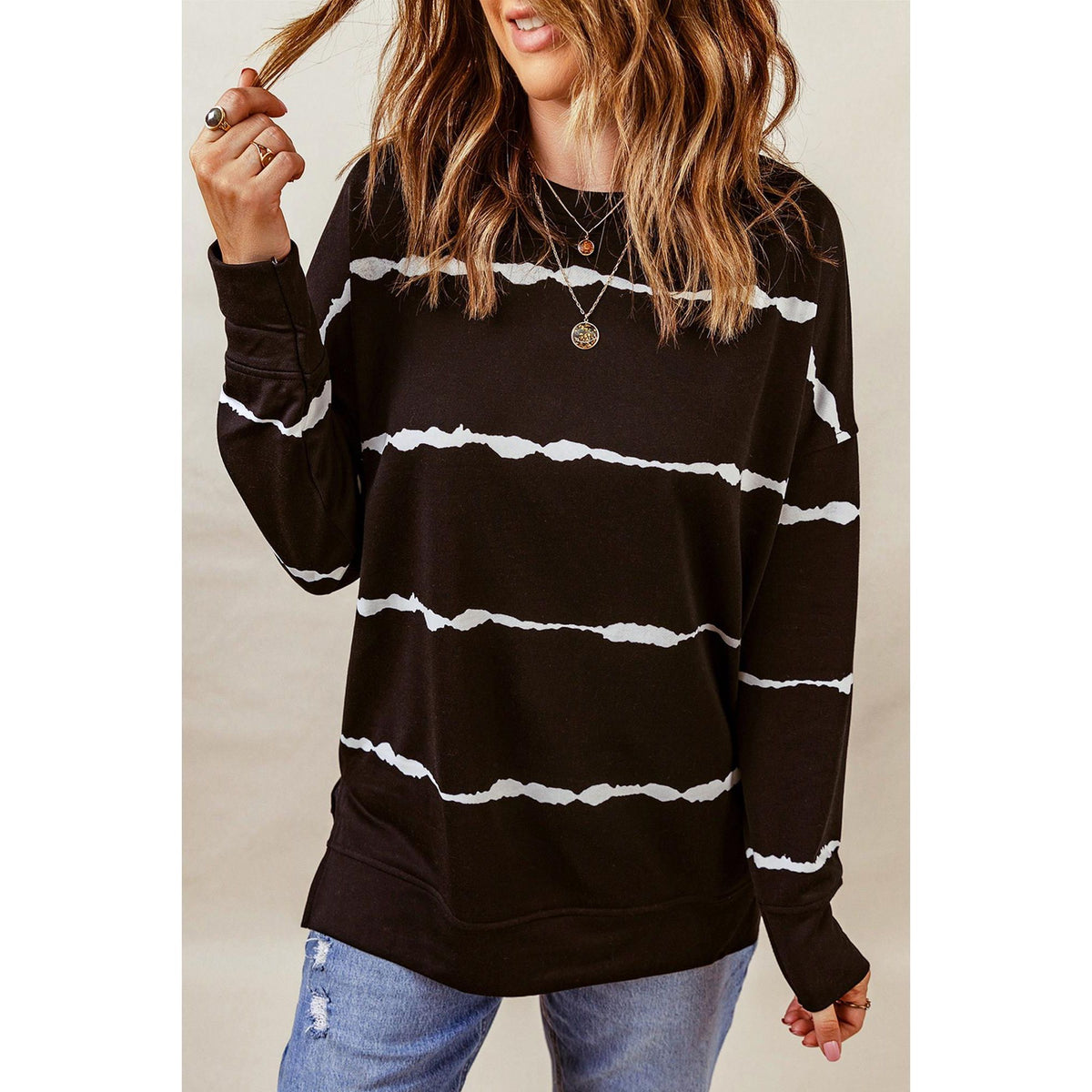 Azura Exchange Abstract Striped Long Sleeve Sweatshirt - 2XL