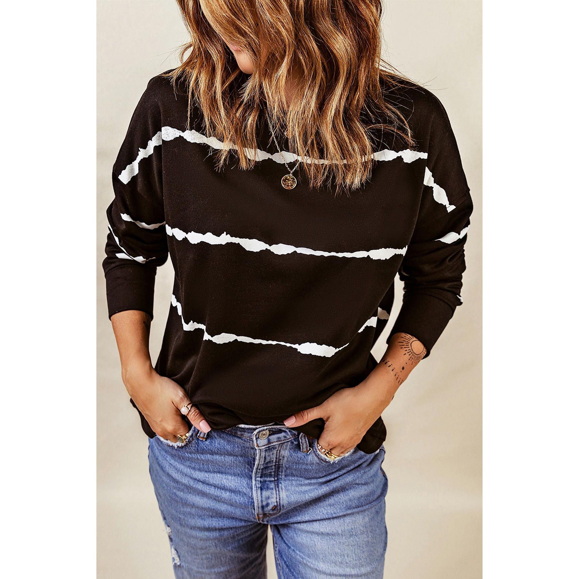 Azura Exchange Abstract Striped Long Sleeve Sweatshirt - 2XL