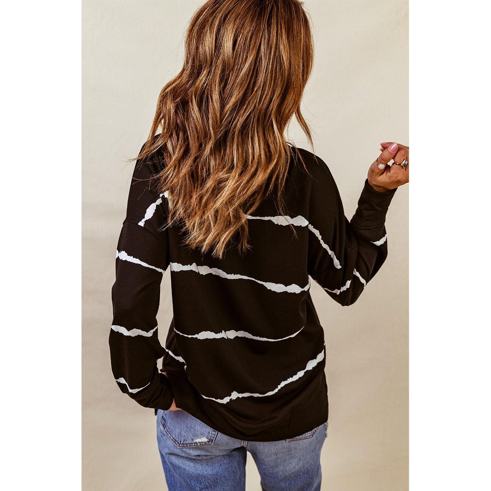 Azura Exchange Abstract Striped Long Sleeve Sweatshirt - M