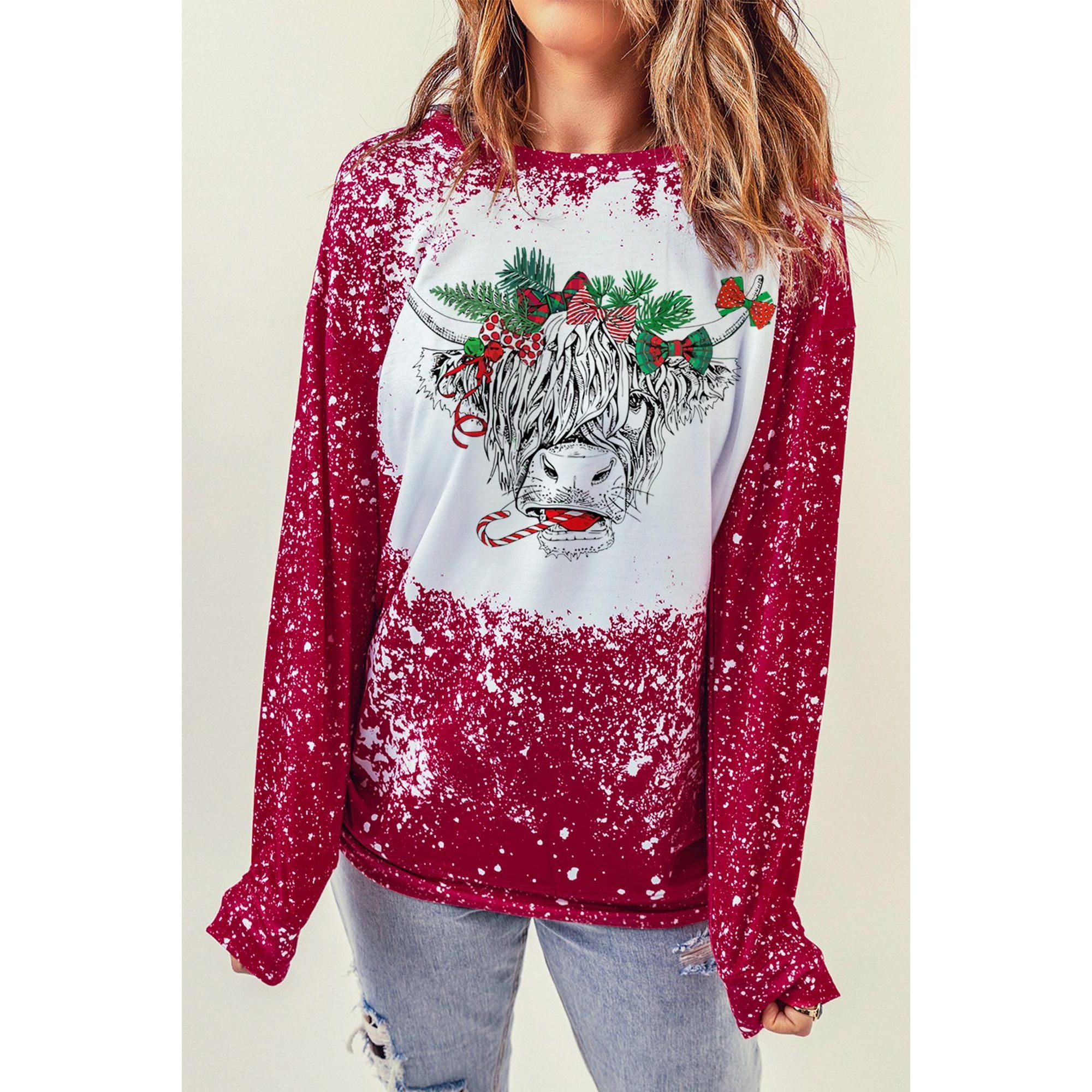 Azura Exchange Bleach Print Long Sleeve Sweatshirt - M