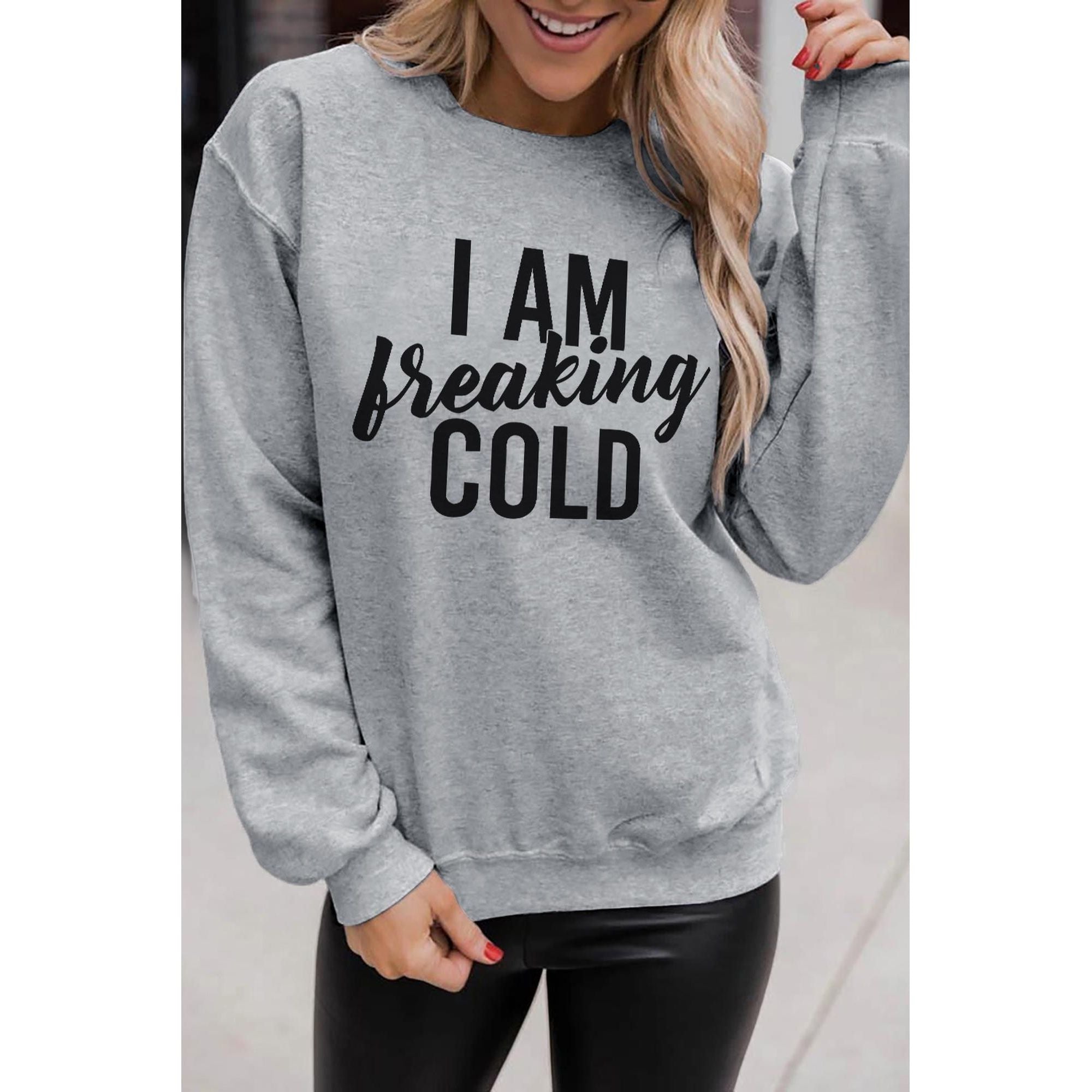 Azura Exchange Breaking COLD Letter Print Sweatshirt - 2XL