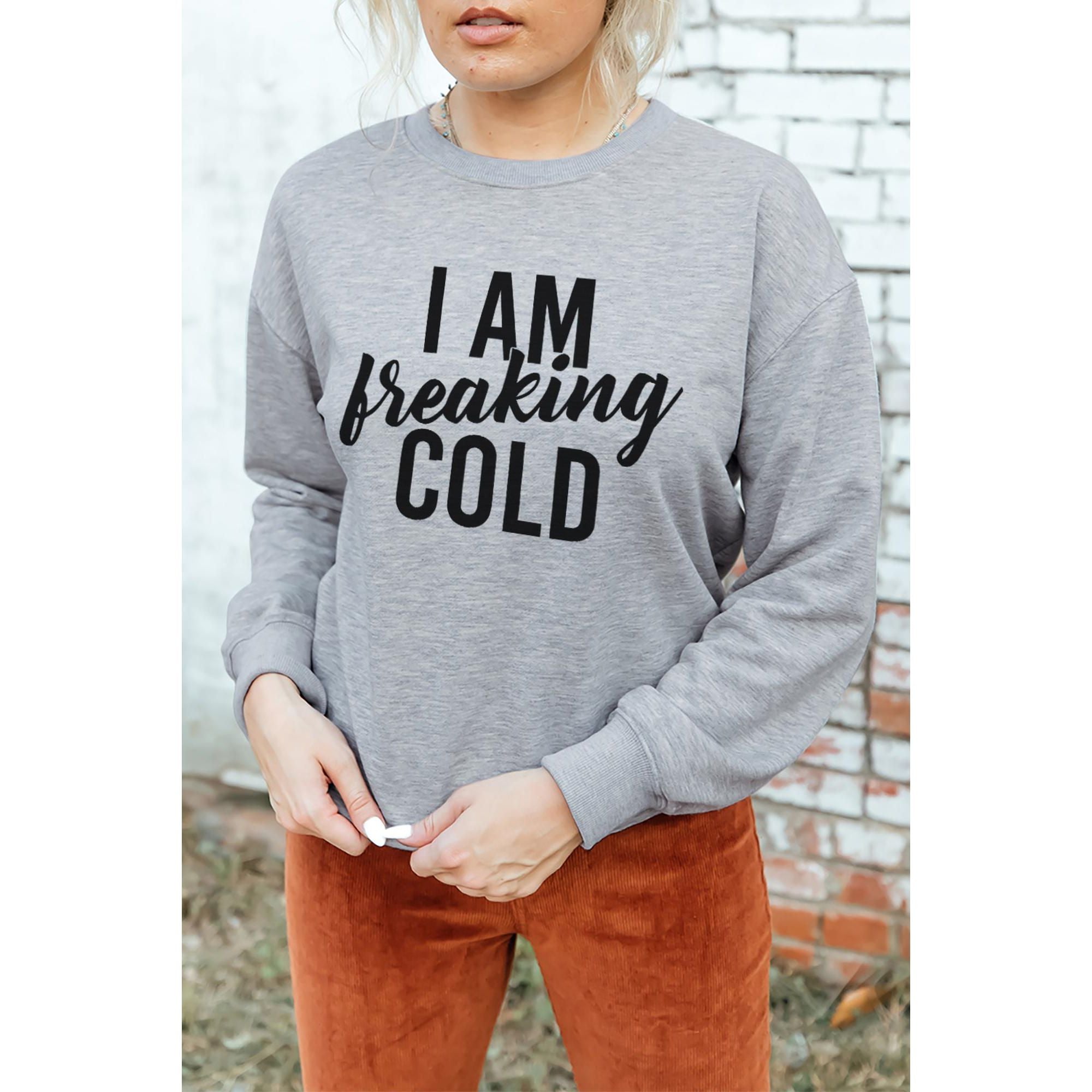 Azura Exchange Breaking COLD Letter Print Sweatshirt - L