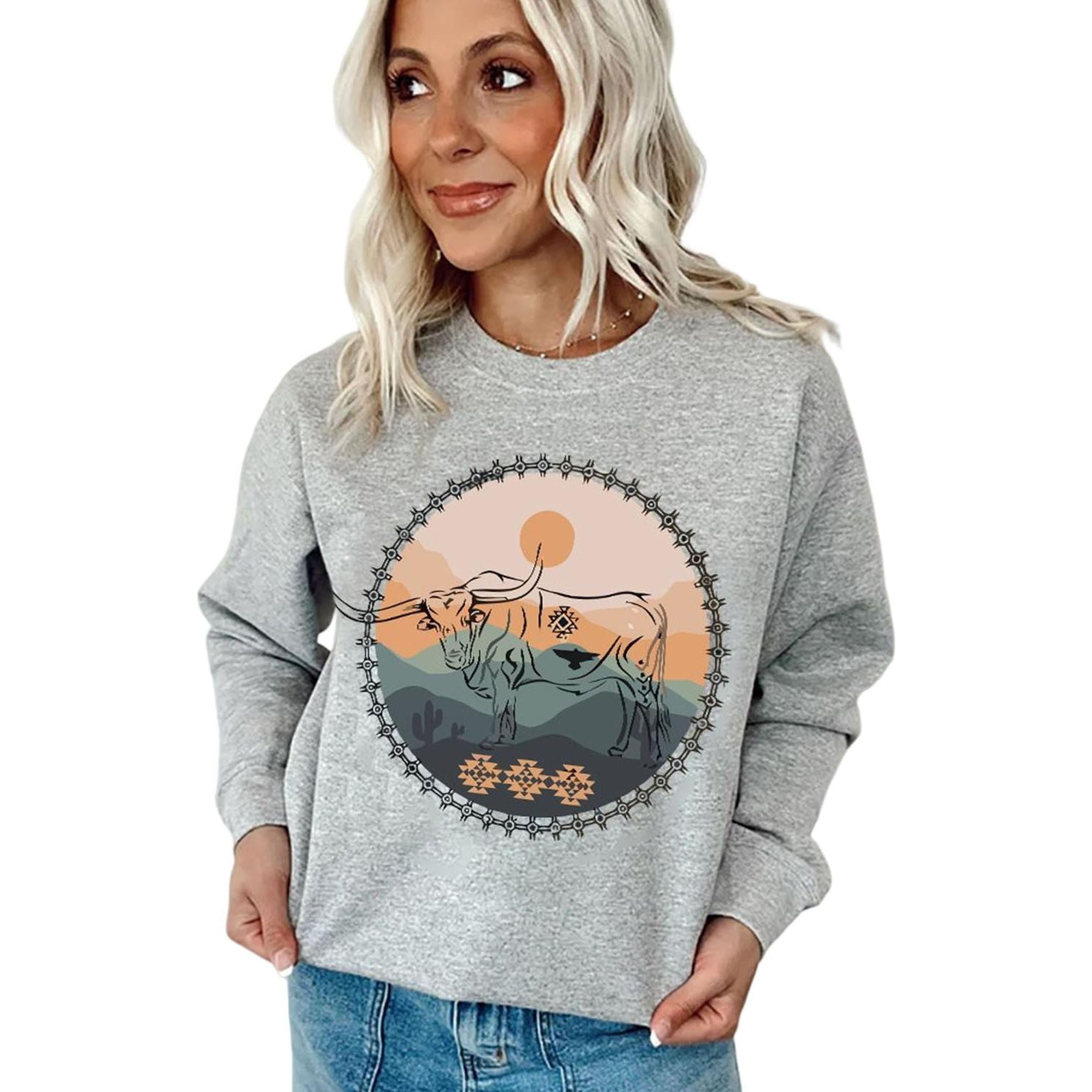 Azura Exchange Bull Graphic Print Sweatshirt - 2XL