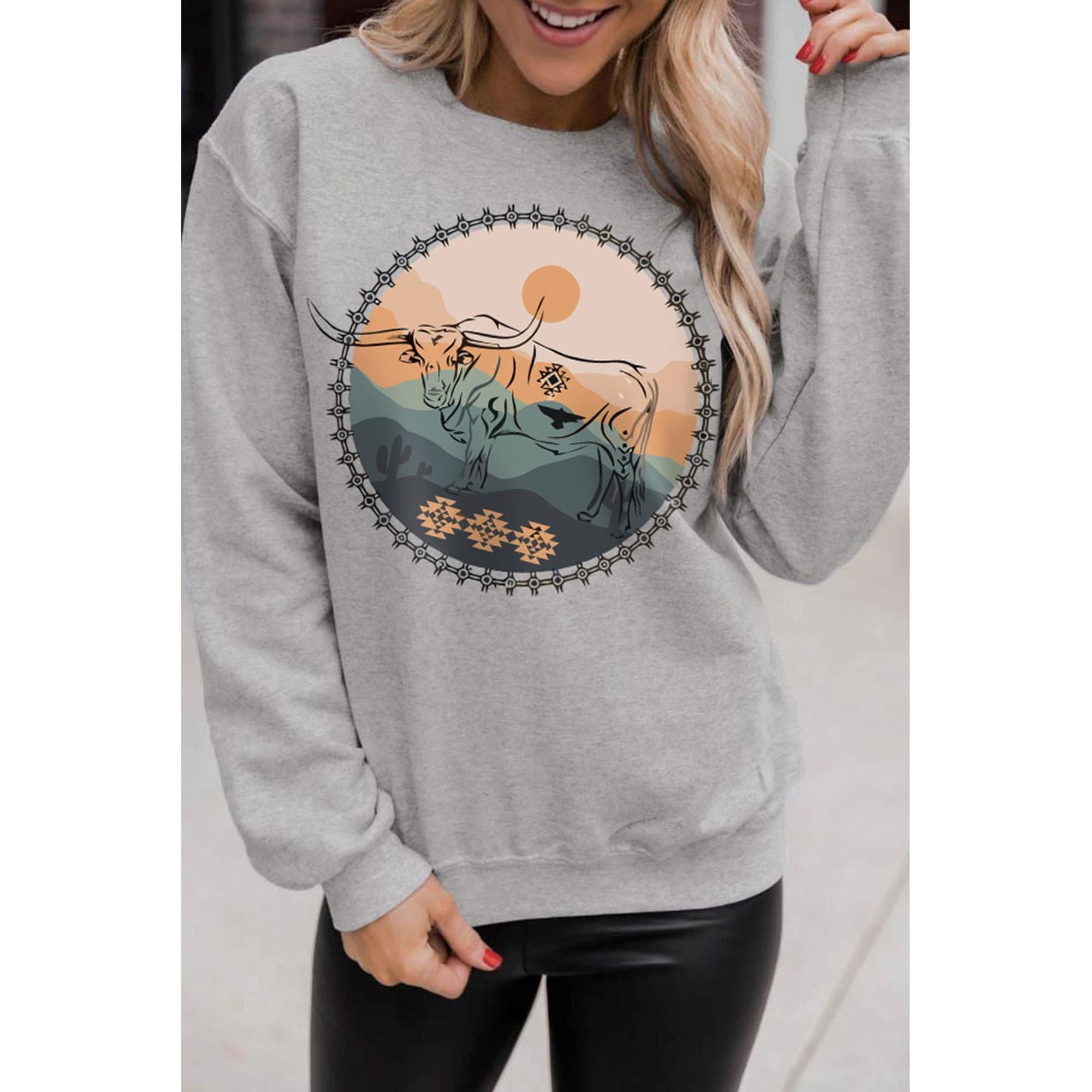 Azura Exchange Bull Graphic Print Sweatshirt - 2XL