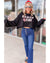 Black GAME DAY Rugby Sequined Tasseled Cropped Sweatshirt - 2XL
