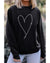 Black Rhinestone Heart Pattern Valentines Fashion Sweatshirt - S