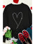 Black Rhinestone Heart Pattern Valentines Fashion Sweatshirt - S