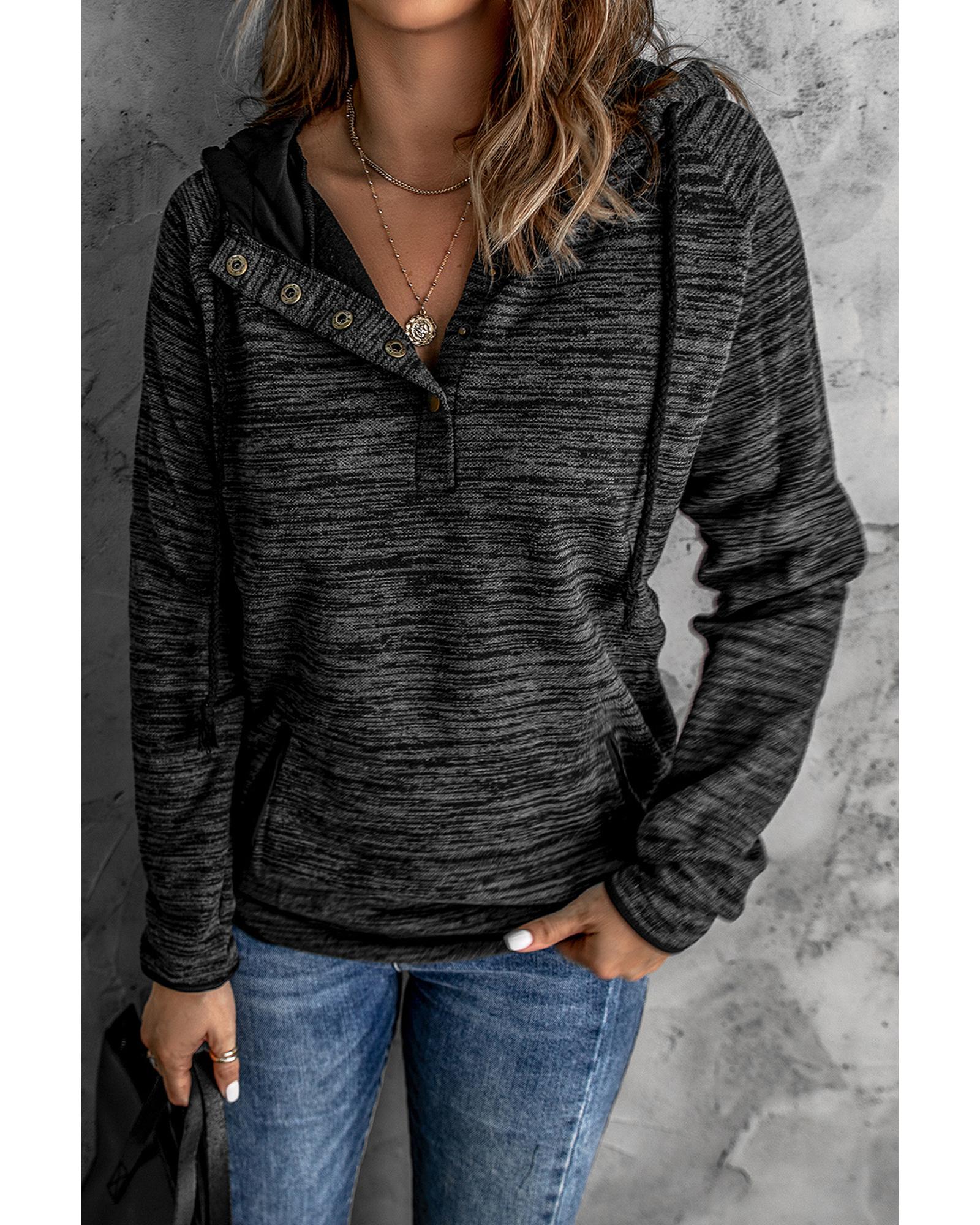 Azura Exchange Button Snap Neck Pullover Hoodie - L