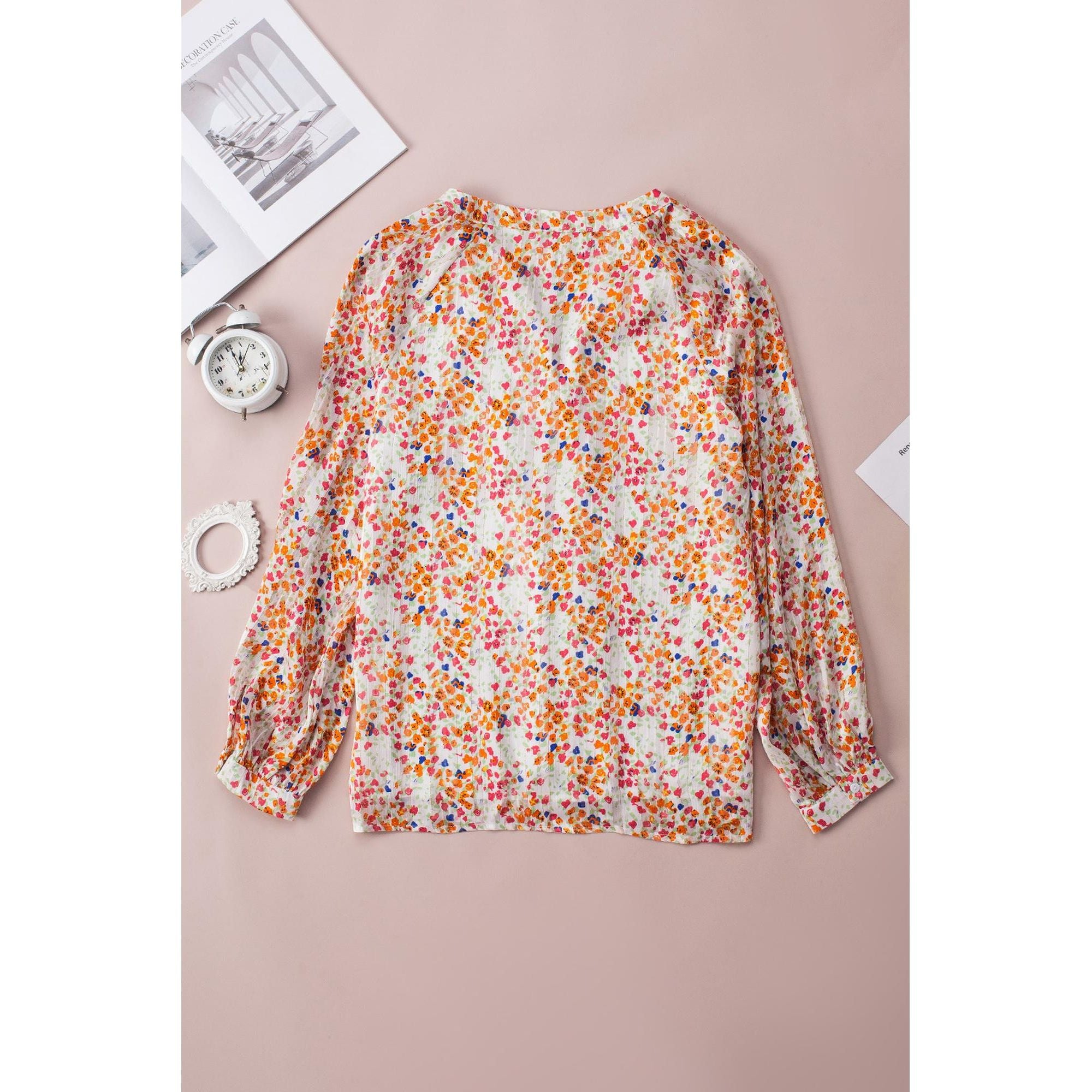 Azura Exchange Boho Floral Print Button Front Shirt - S