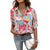 Azura Exchange Abstract Geometry Print Half Puff Sleeve Shirt - L