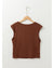 Coffee Solid Color U Neck Slim Fit Tank Top - L