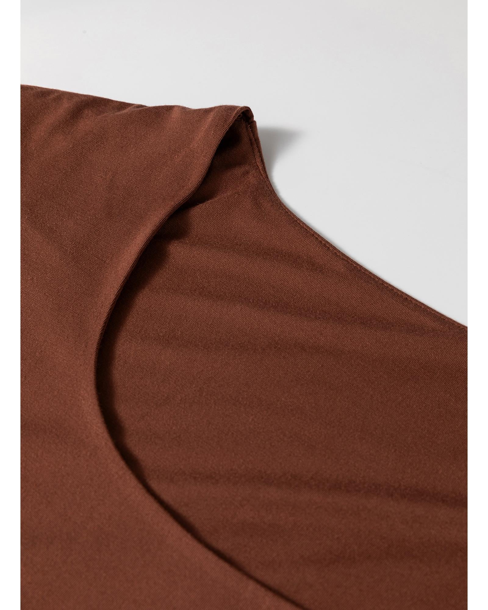 Coffee Solid Color U Neck Slim Fit Tank Top - L