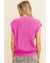 Bright Pink Western Horse Embroidered Round Neck Sweater Tee - XL